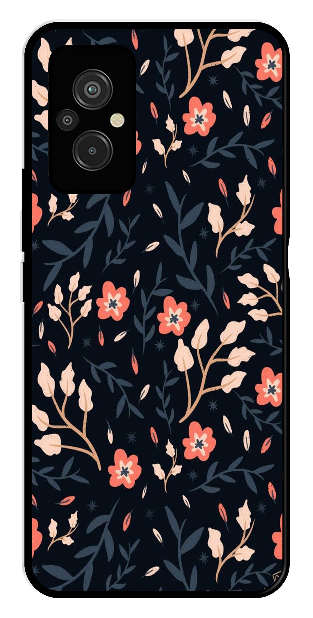 Floral Pattern Metal Mobile Case for Redmi 11 Prime Floral Pattern Metal Mobile Case for Redmi 11 Prime (Design No -10)
