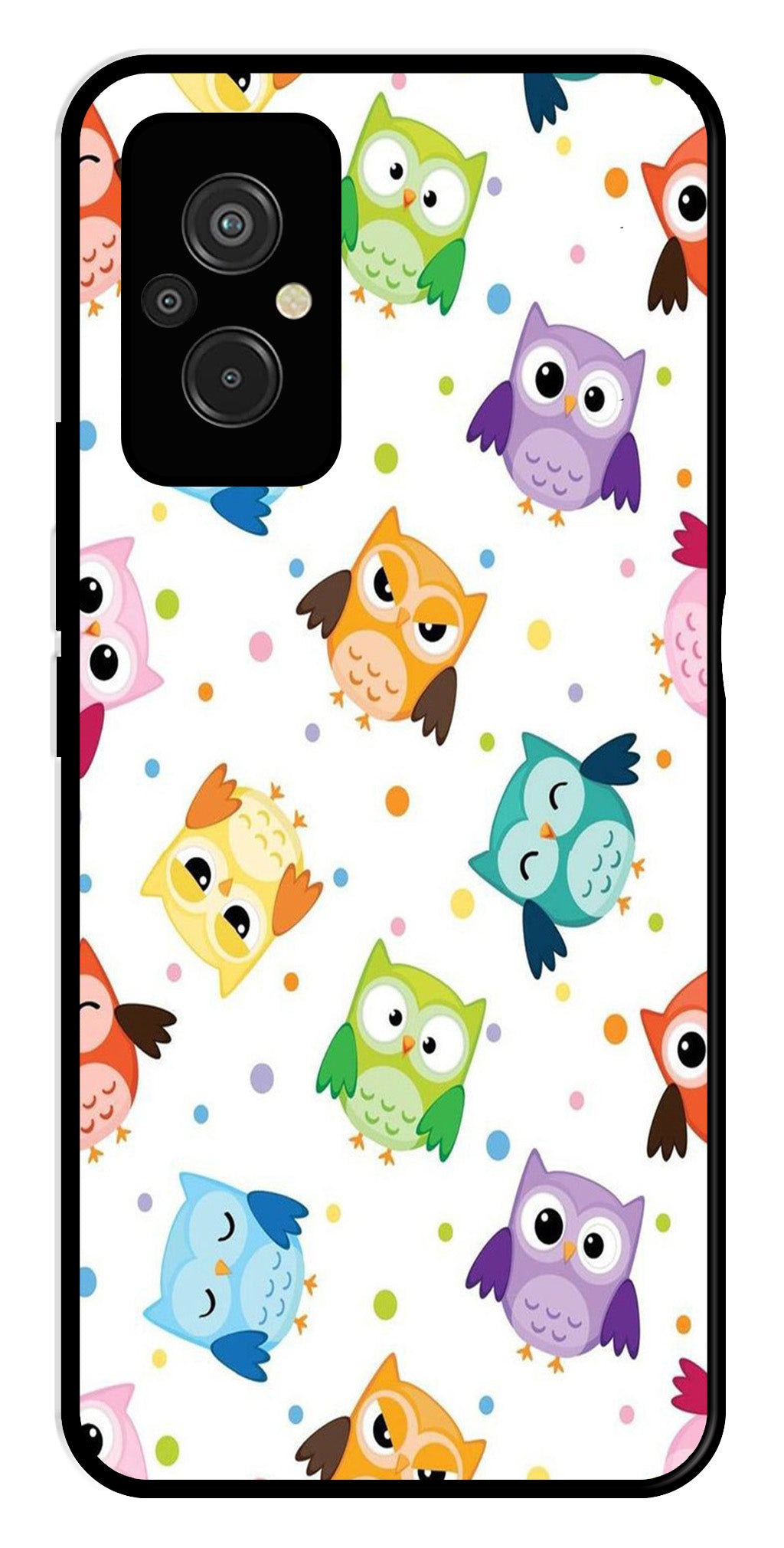 Owls Pattern Metal Mobile Case for Redmi 11 Prime Owls Pattern Metal Mobile Case for Redmi 11 Prime (Design No -20)