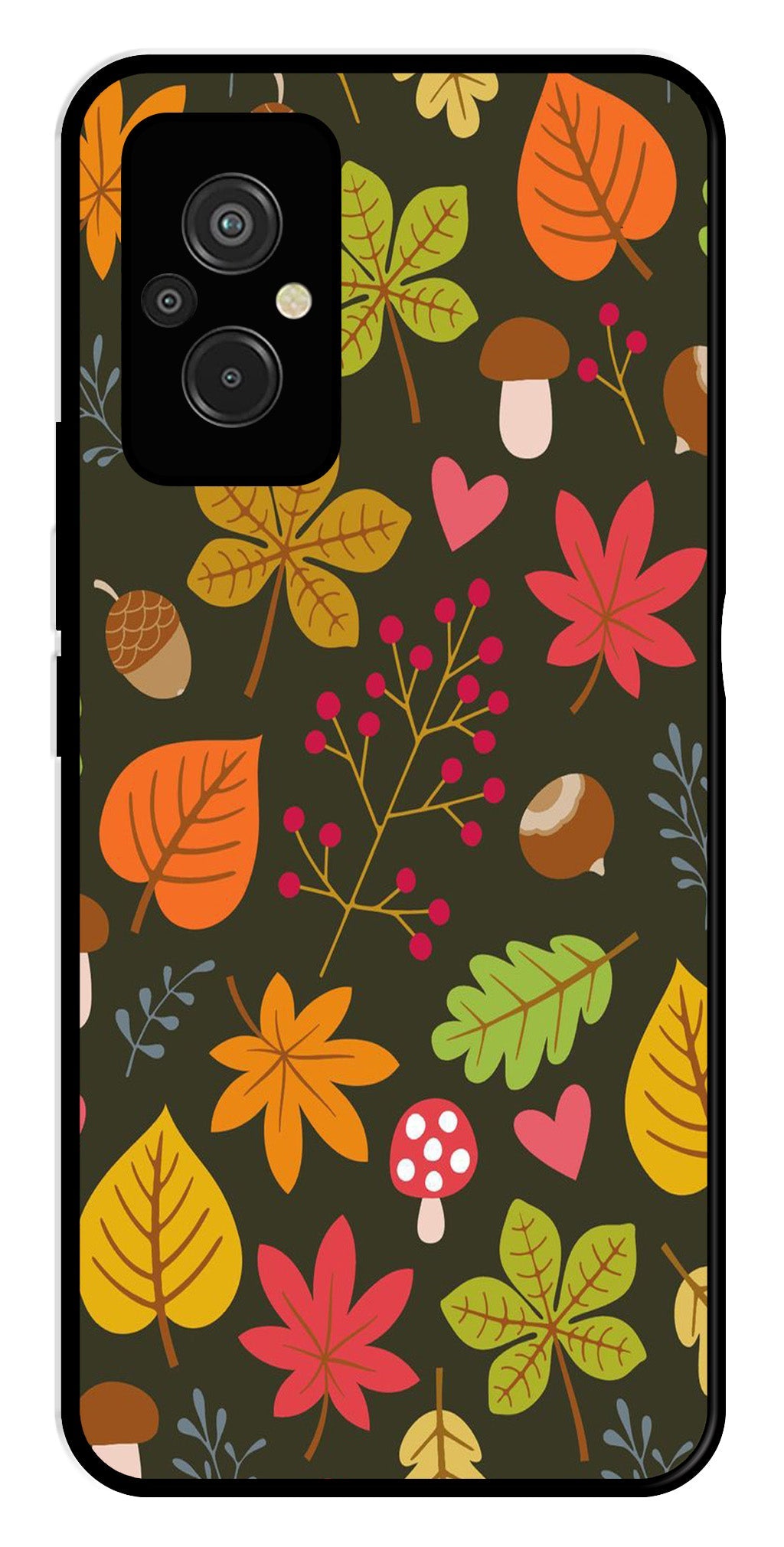 Leaves Design Metal Mobile Case for Redmi 11 Prime Leaves Design Metal Mobile Case for Redmi 11 Prime (Design No -51)