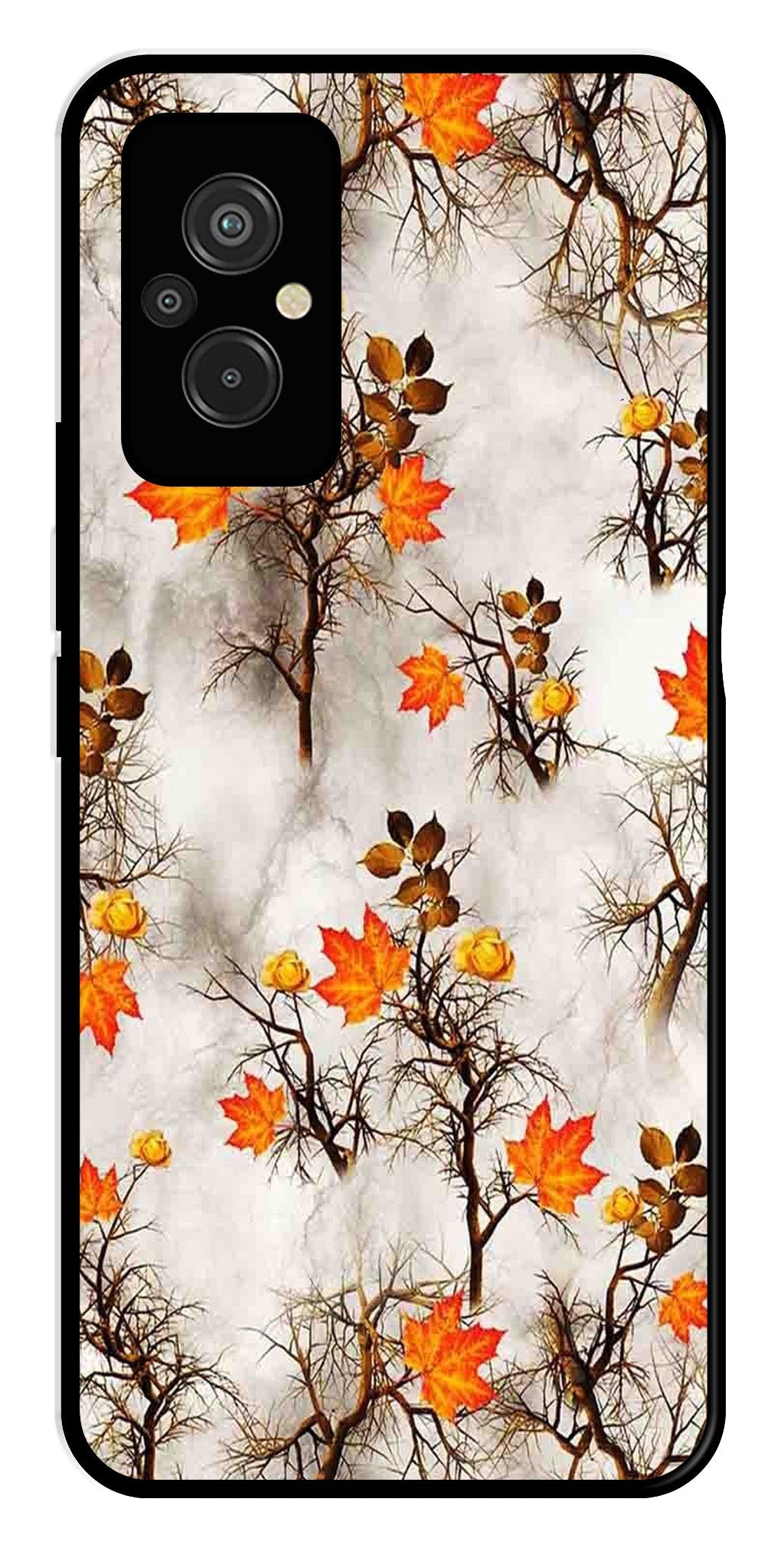 Autumn leaves Metal Mobile Case for Redmi 11 Prime (Design No -55)