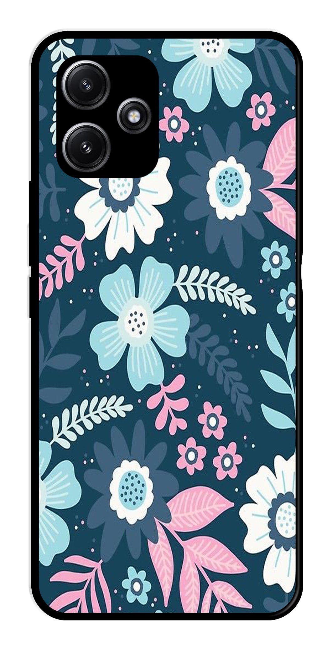 Flower Leaves Design Metal Mobile Case for Redmi 12 5G Flower Leaves Design Metal Mobile Case for Redmi 12 5G (Design No -50)