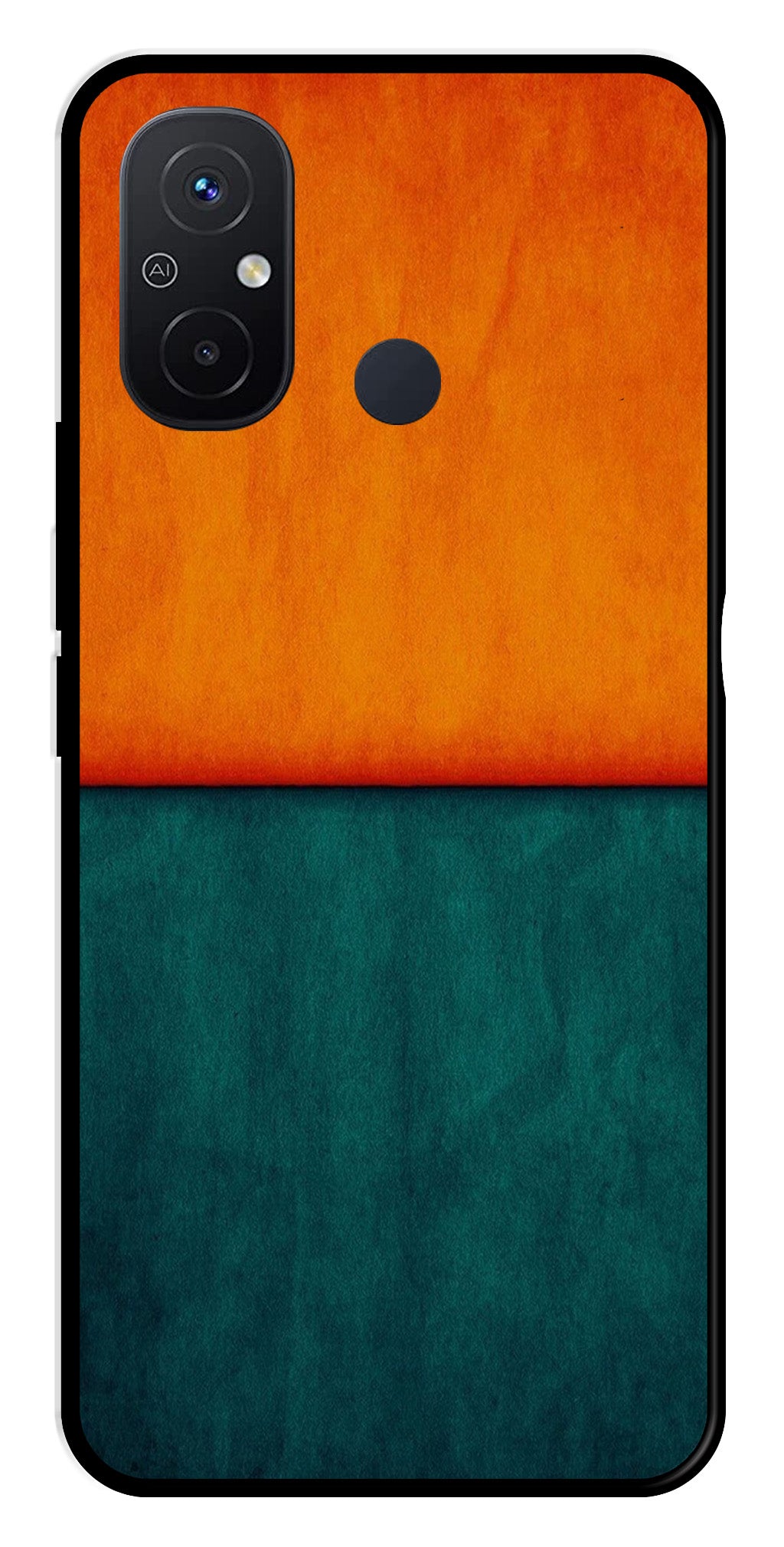 Orange Green Pattern Metal Mobile Case for Redmi 12C Orange Green Pattern Metal Mobile Case for Redmi 12C (Design No -45)