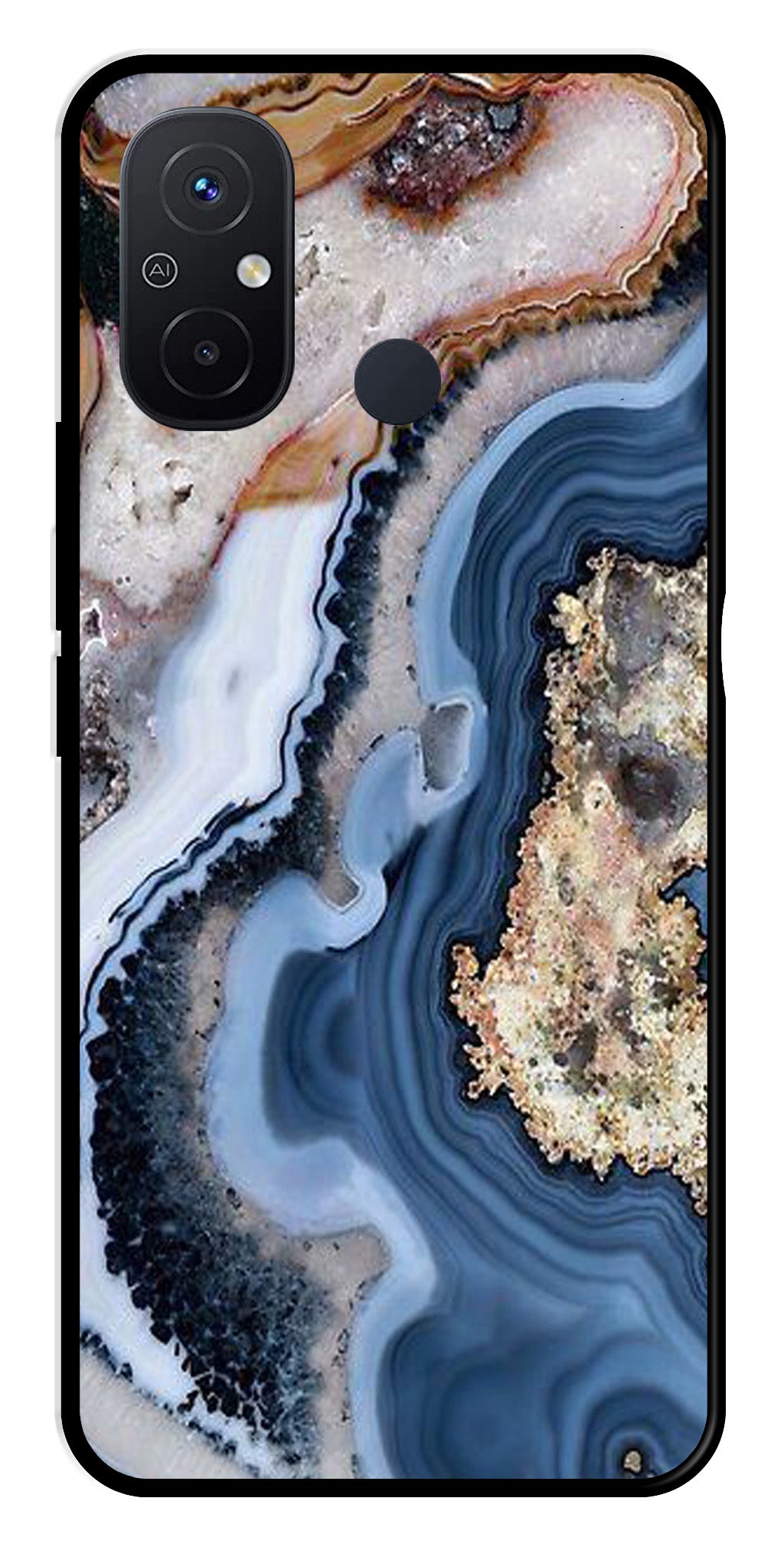 Marble Design Metal Mobile Case for Poco C55 (Design No -53)