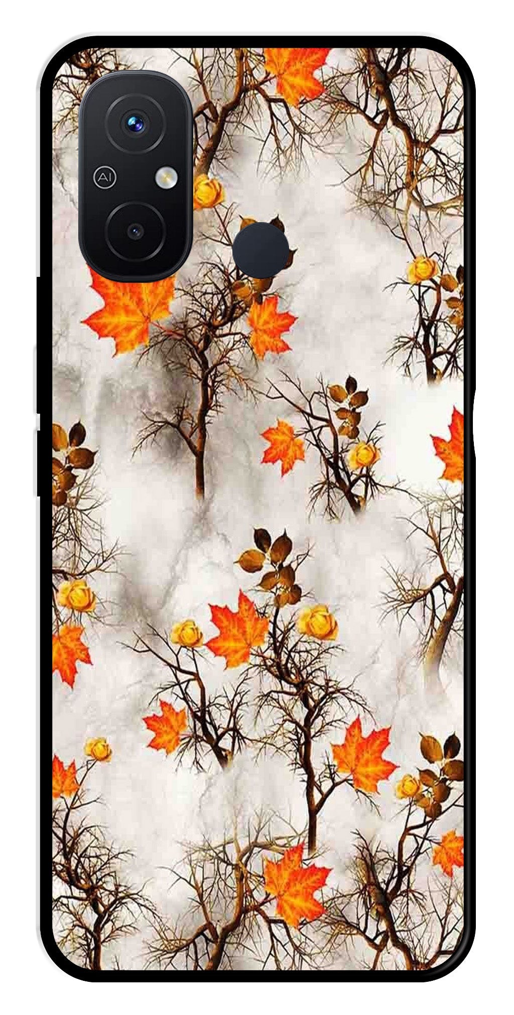 Autumn leaves Metal Mobile Case for Redmi 12C (Design No -55)
