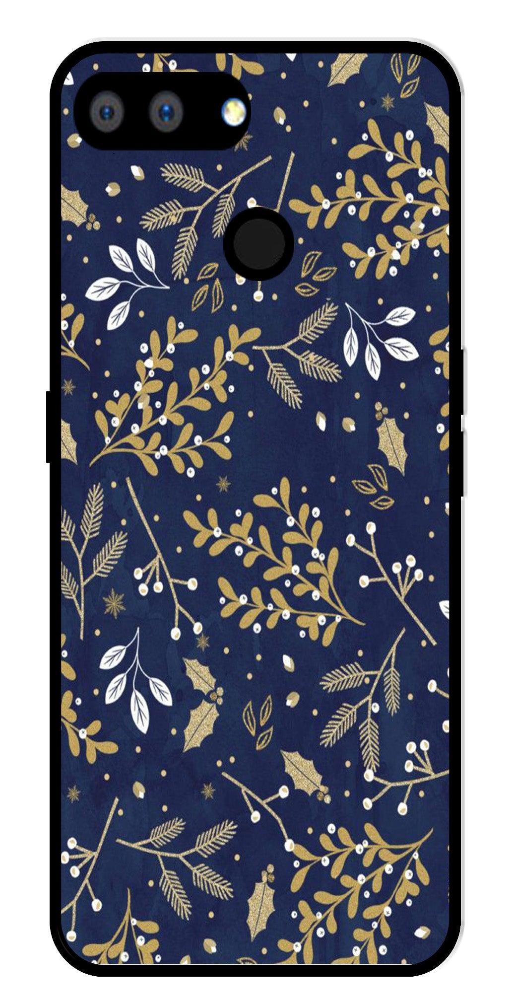 Floral Pattern Metal Mobile Case for Realme 2 (Design No -52)
