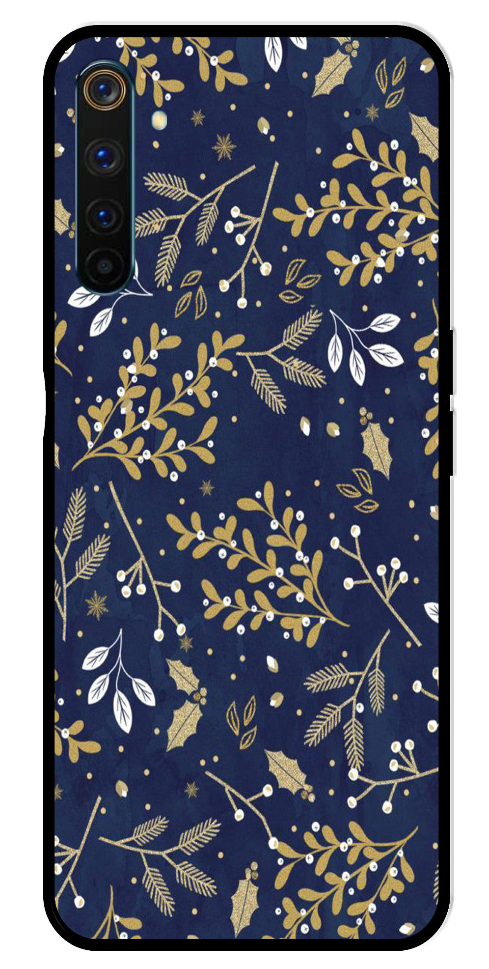 Floral Pattern Metal Mobile Case for Realme 6 Pro (Design No -52)