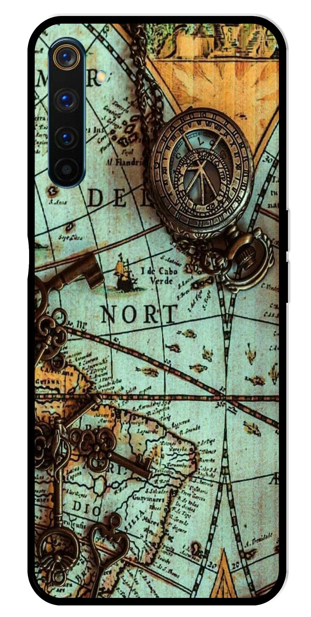Map Design Metal Mobile Case for Realme 6 Pro (Design No -54)