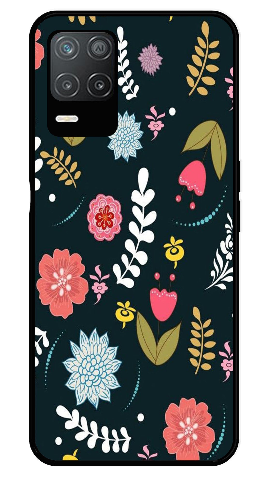Floral Pattern2 Metal Mobile Case for Realme Narzo 30 5G Floral Pattern2 Metal Mobile Case for Realme Narzo 30 5G (Design No -12)