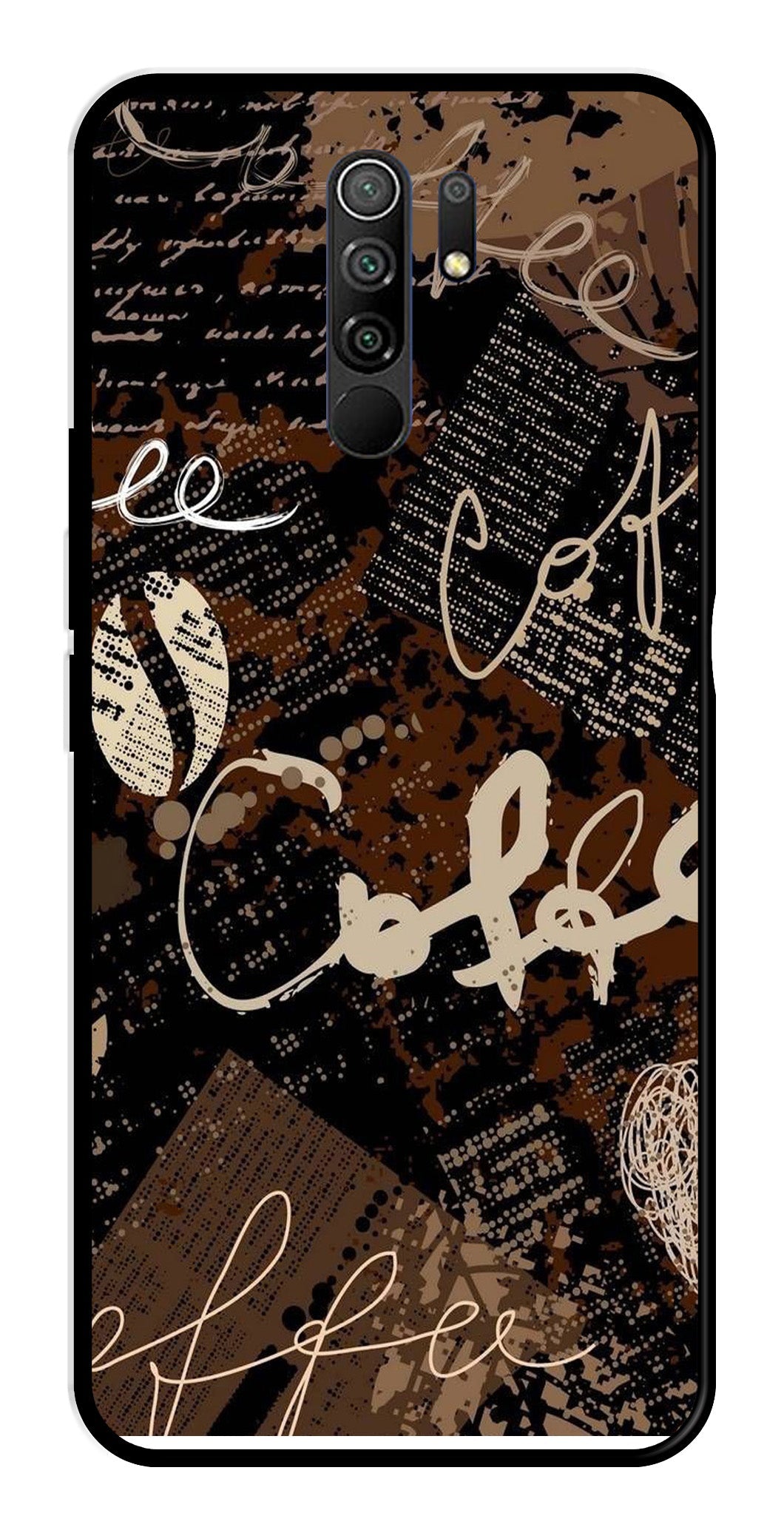 Coffee Pattern Metal Mobile Case for Redmi 9 Prime Coffee Pattern Metal Mobile Case for Redmi 9 Prime (Design No -37)