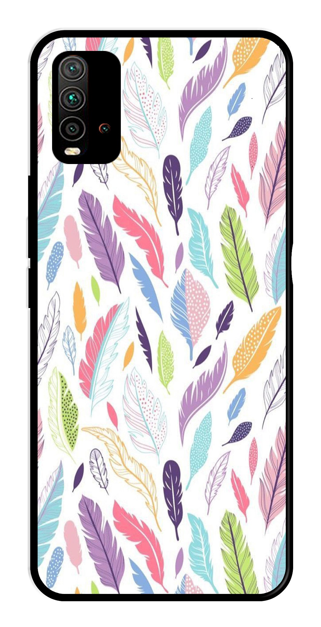 Colorful Feathers Metal Mobile Case for Redmi 9 Power Colorful Feathers Metal Mobile Case for Redmi 9 Power (Design No -06)