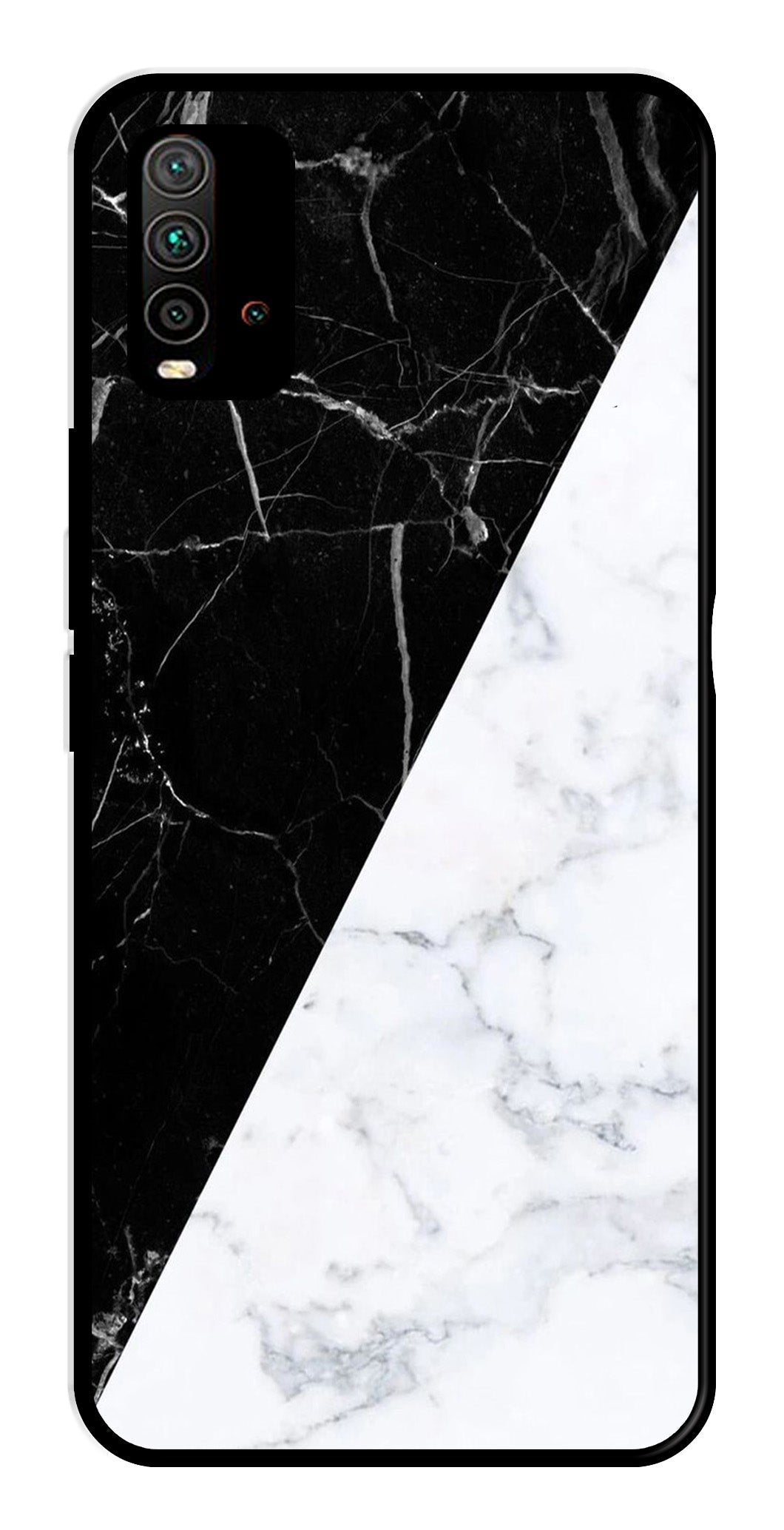 Black White Marble Design Metal Mobile Case for Redmi 9 Power Black White Marble Design Metal Mobile Case for Redmi 9 Power (Design No -09)