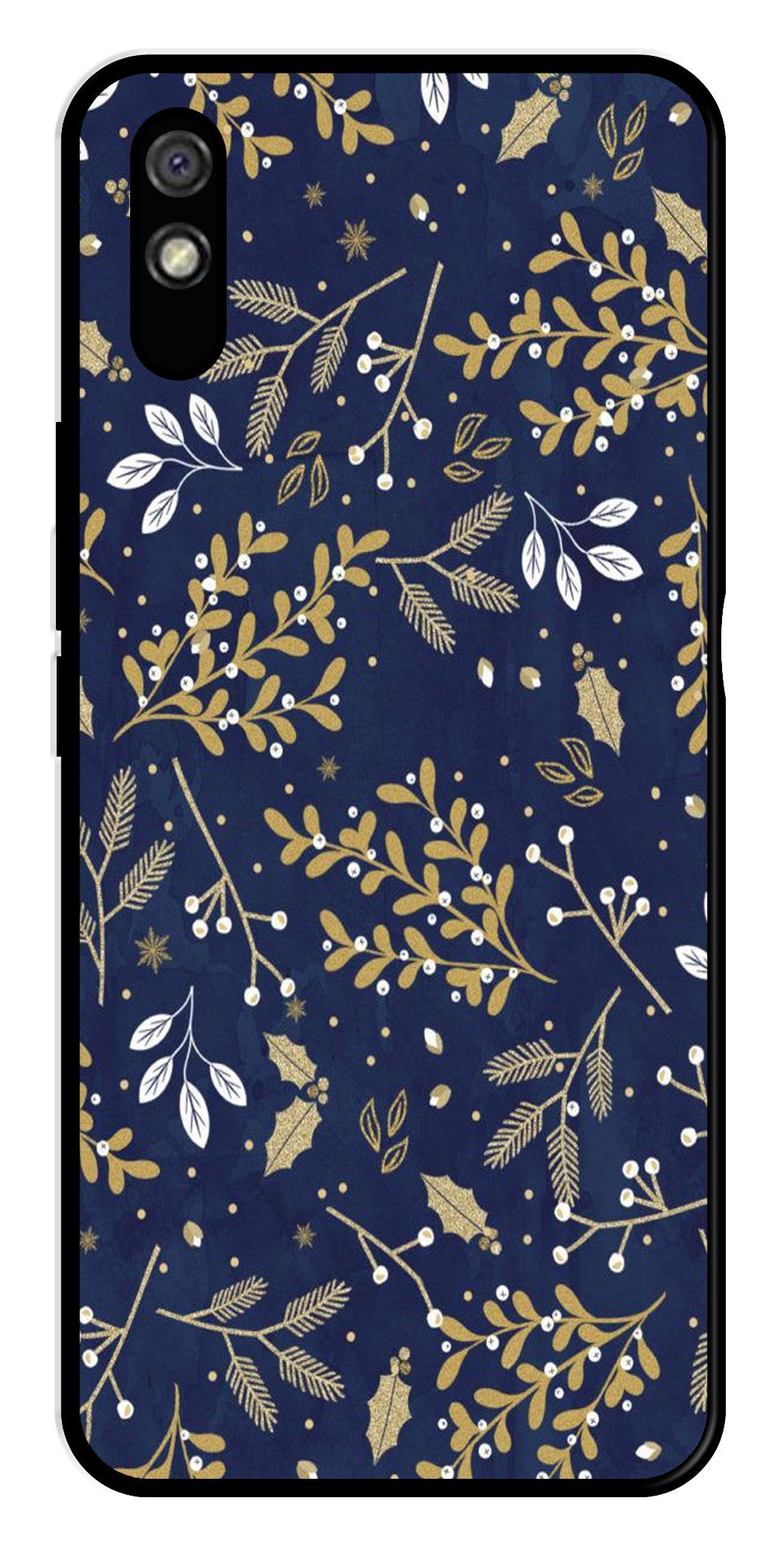 Floral Pattern Metal Mobile Case for Redmi 9a (Design No -52)