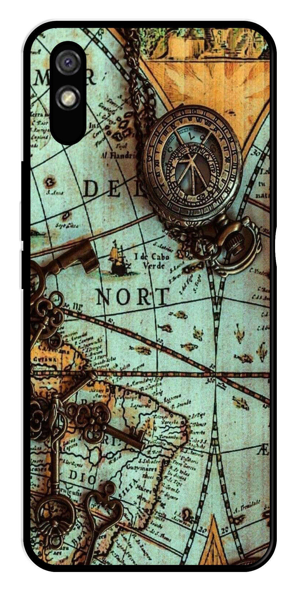 Map Design Metal Mobile Case for Redmi 9a (Design No -54)