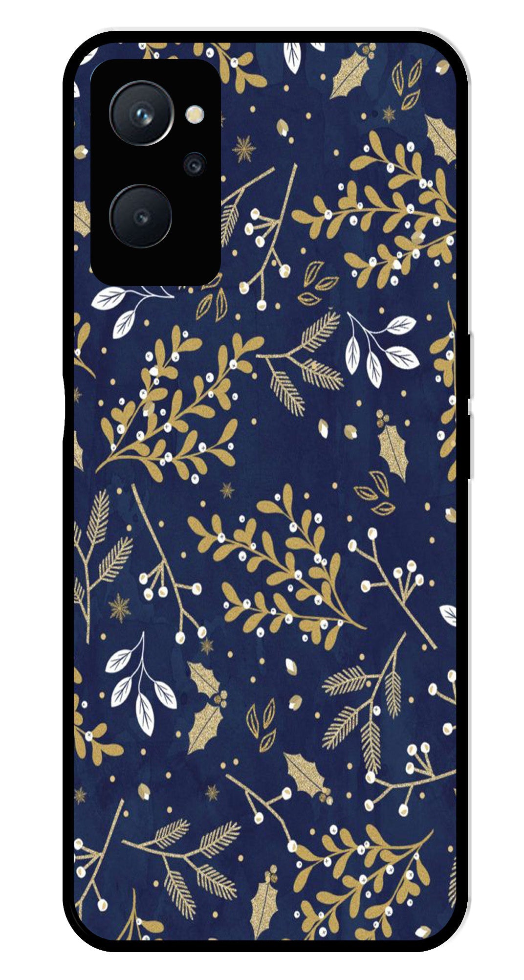 Floral Pattern Metal Mobile Case for Realme 9i (Design No -52)