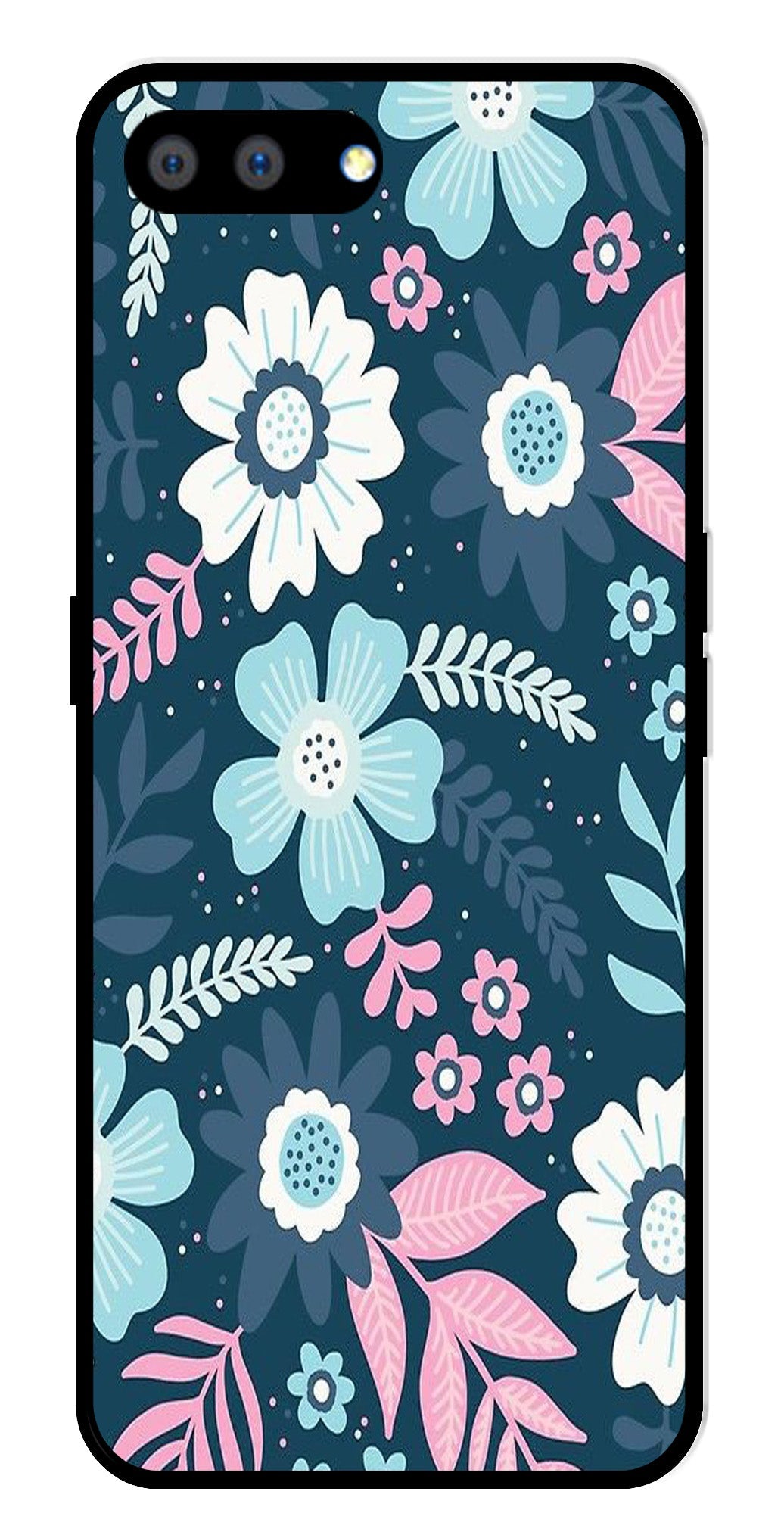 Flower Leaves Design Metal Mobile Case for Realme C1 (Design No -50)
