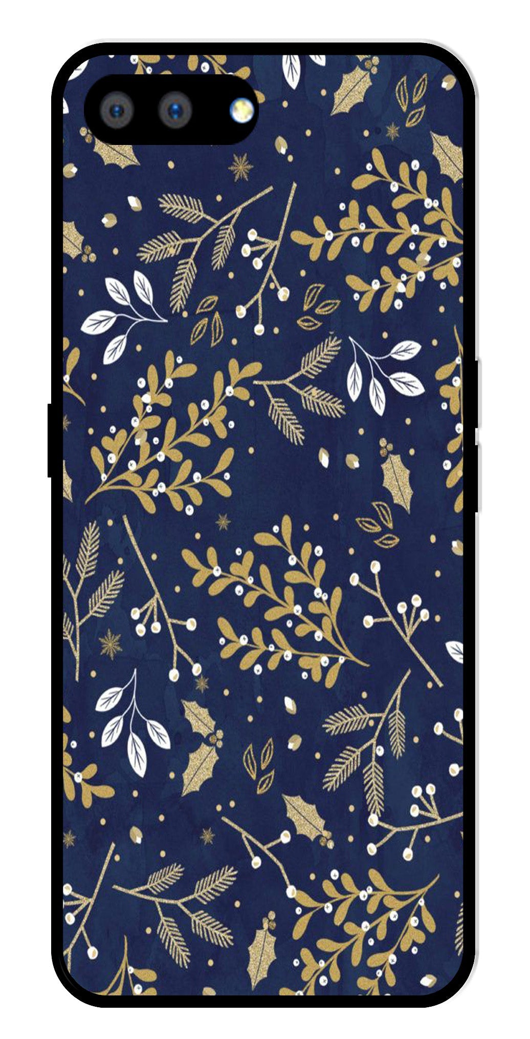 Floral Pattern Metal Mobile Case for Realme C2 (Design No -52)