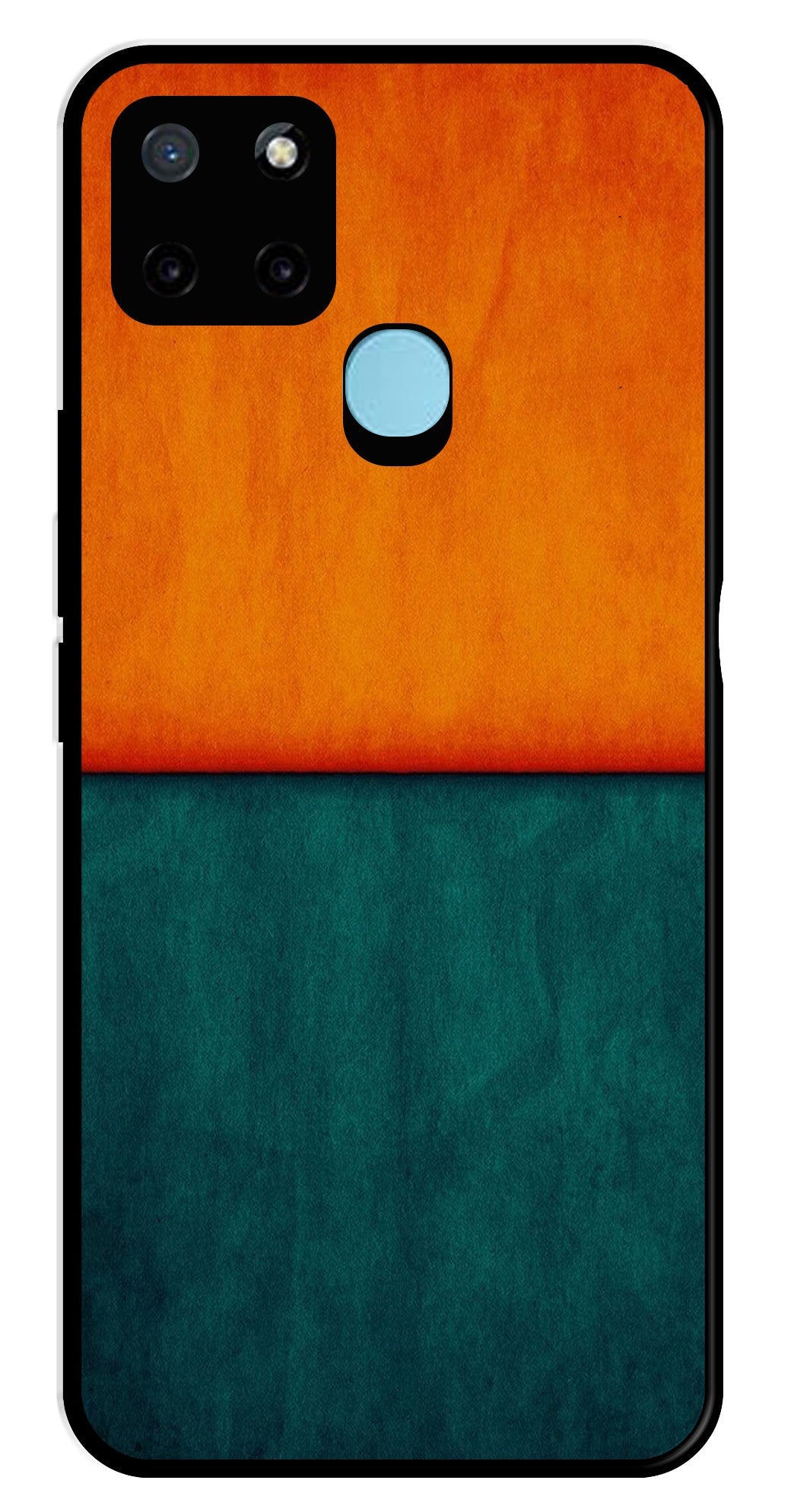 Orange Green Pattern Metal Mobile Case for Realme C25Y Orange Green Pattern Metal Mobile Case for Realme C25Y (Design No -45)