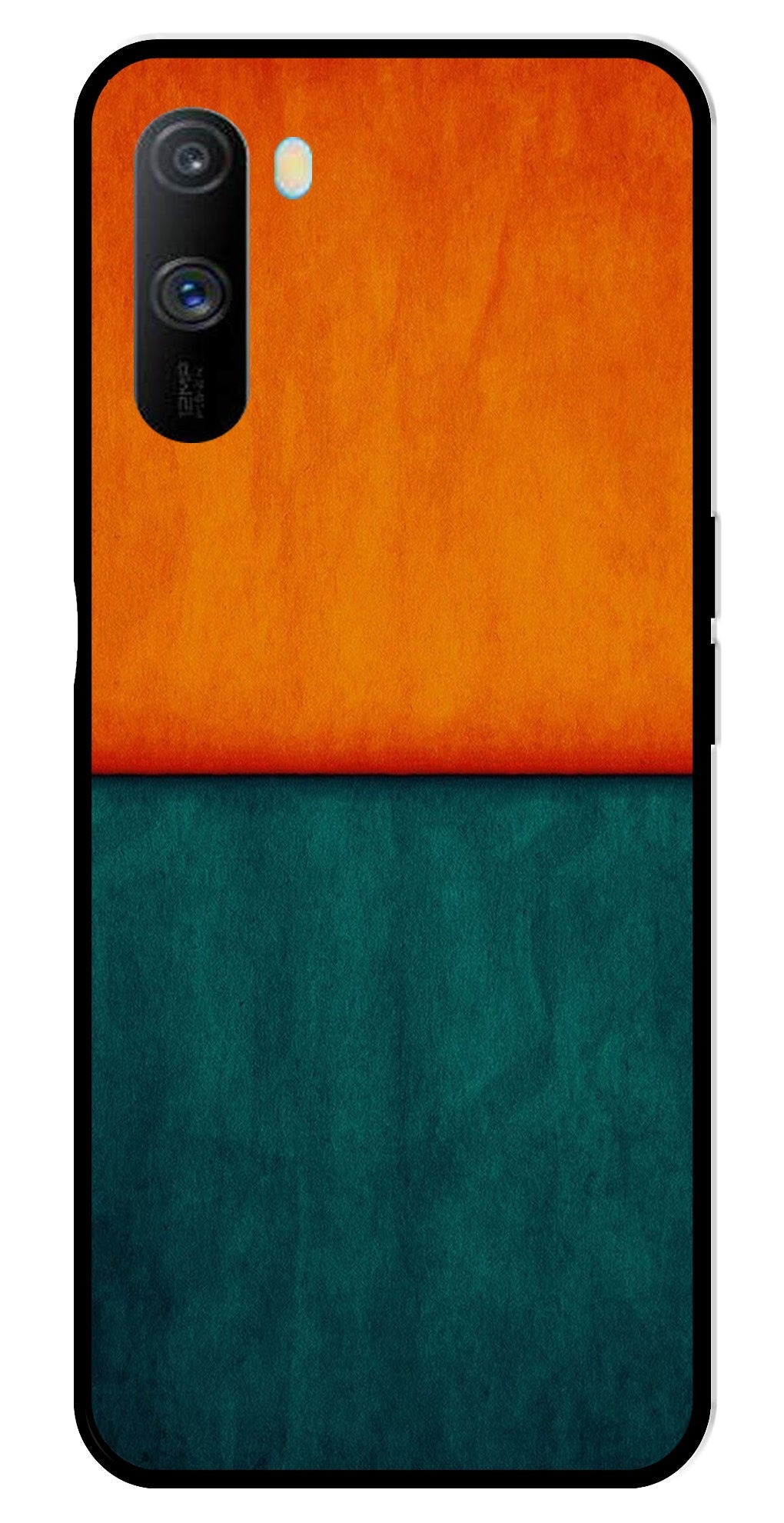 Orange Green Pattern Metal Mobile Case for Realme C3 Orange Green Pattern Metal Mobile Case for Realme C3 (Design No -45)