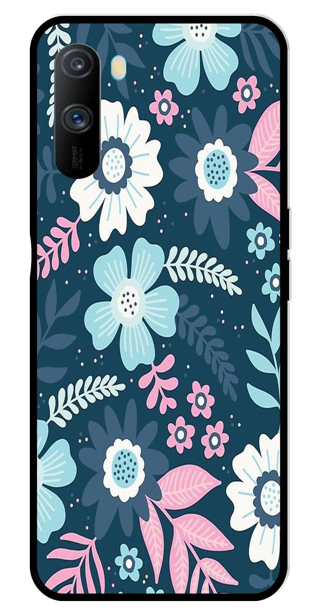 Flower Leaves Design Metal Mobile Case for Realme C3 Flower Leaves Design Metal Mobile Case for Realme C3 (Design No -50)