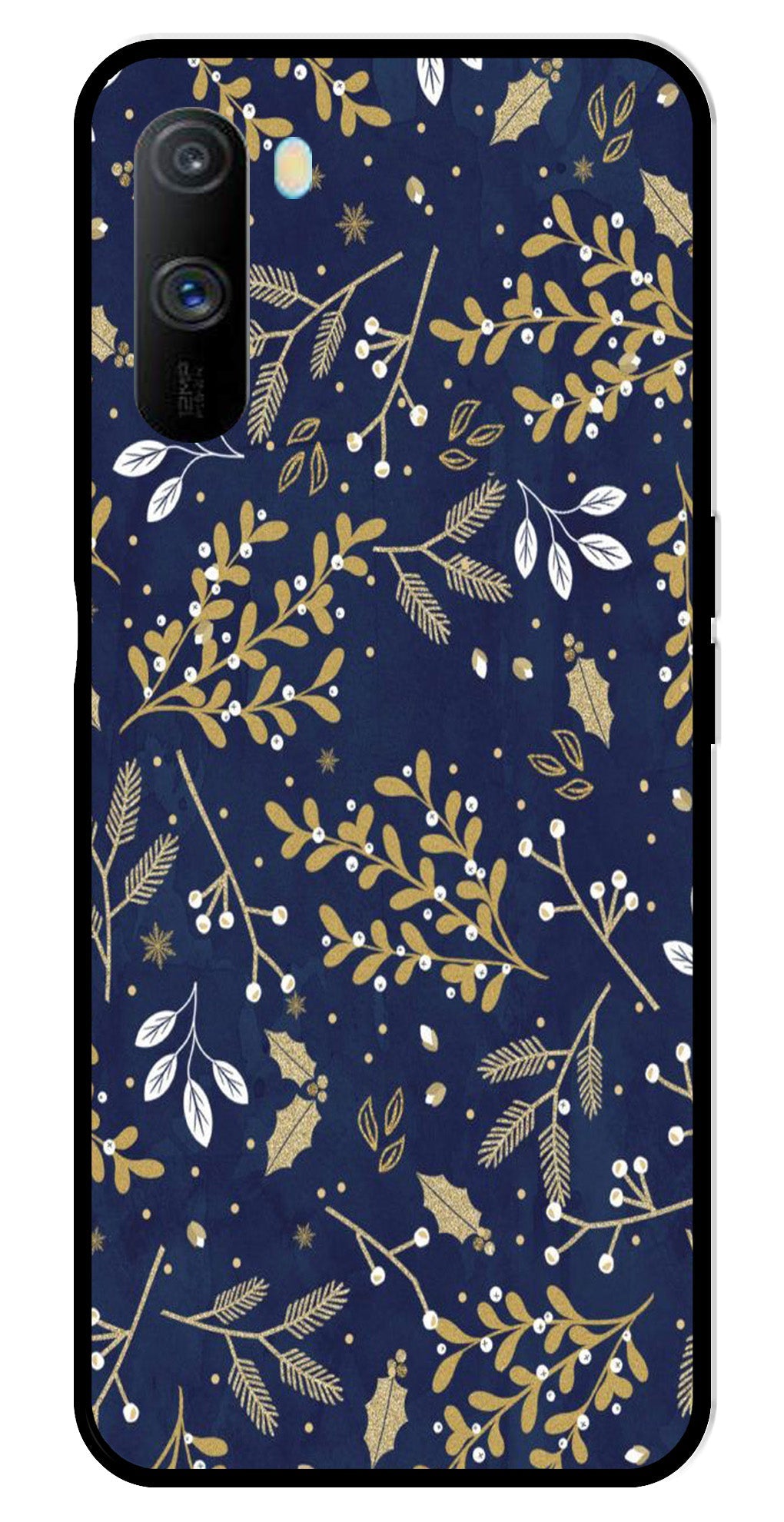 Floral Pattern Metal Mobile Case for Realme C3 (Design No -52)