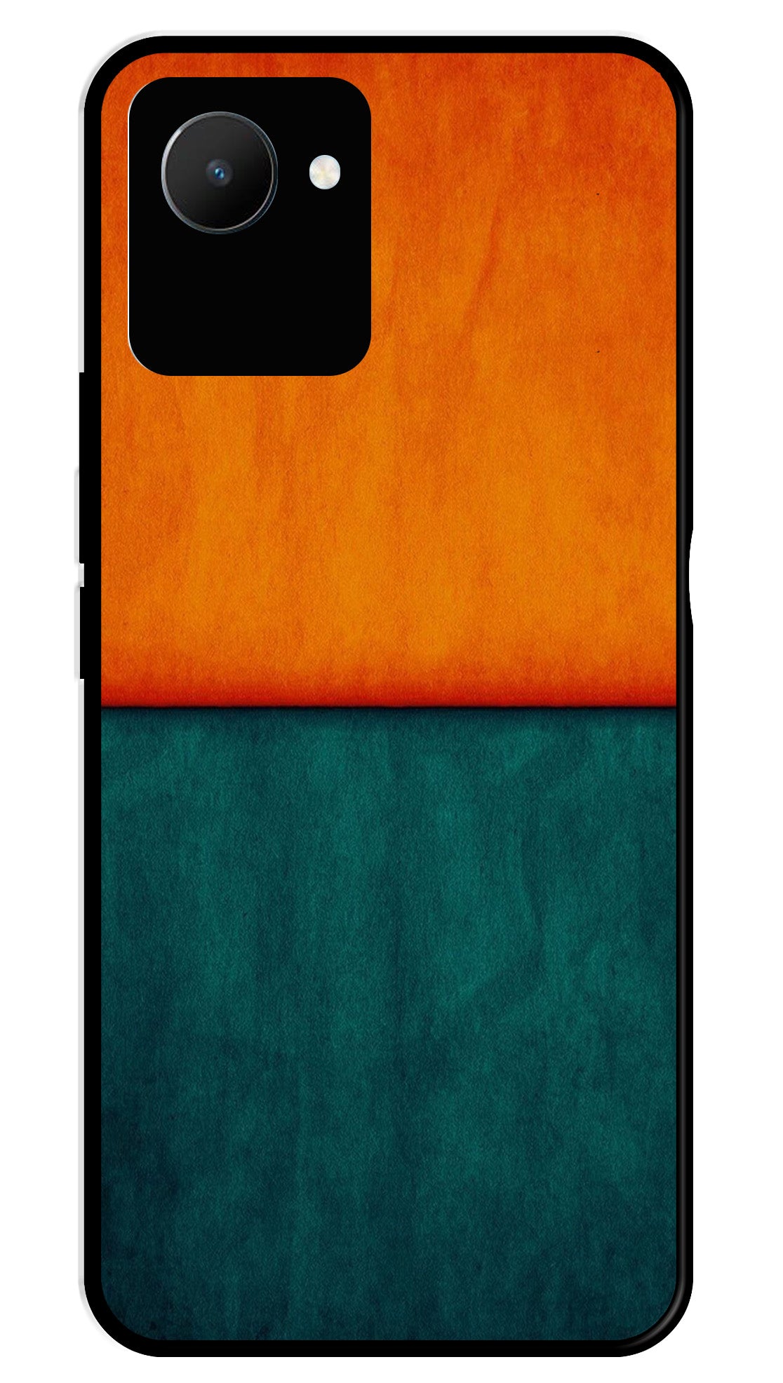 Orange Green Pattern Metal Mobile Case for Realme C30 Orange Green Pattern Metal Mobile Case for Realme C30 (Design No -45)