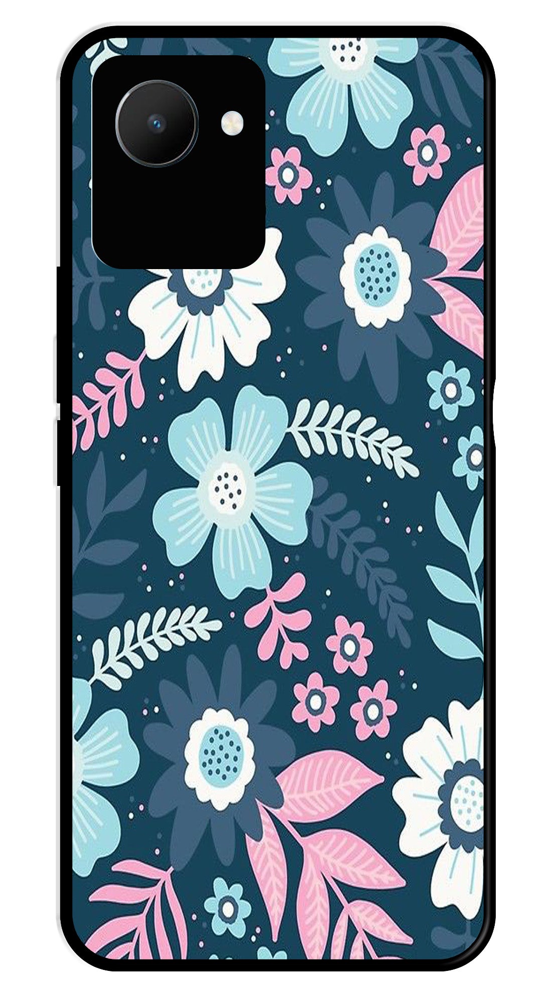 Flower Leaves Design Metal Mobile Case for Realme C30 Flower Leaves Design Metal Mobile Case for Realme C30 (Design No -50)