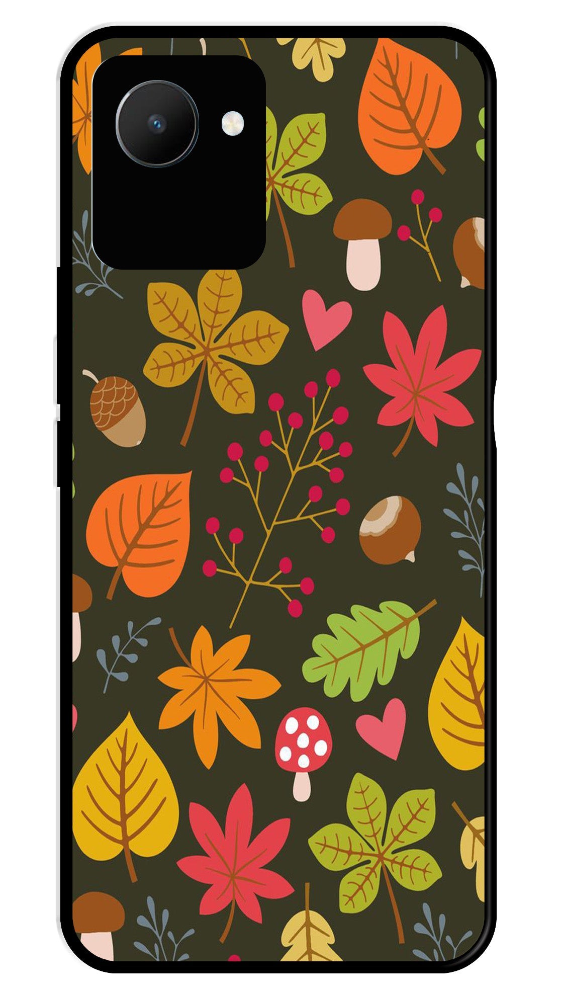 Leaves Design Metal Mobile Case for Realme C30 (Design No -51)