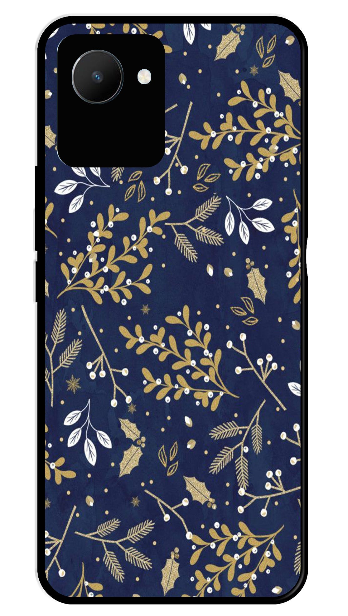 Floral Pattern Metal Mobile Case for Realme C30 (Design No -52)