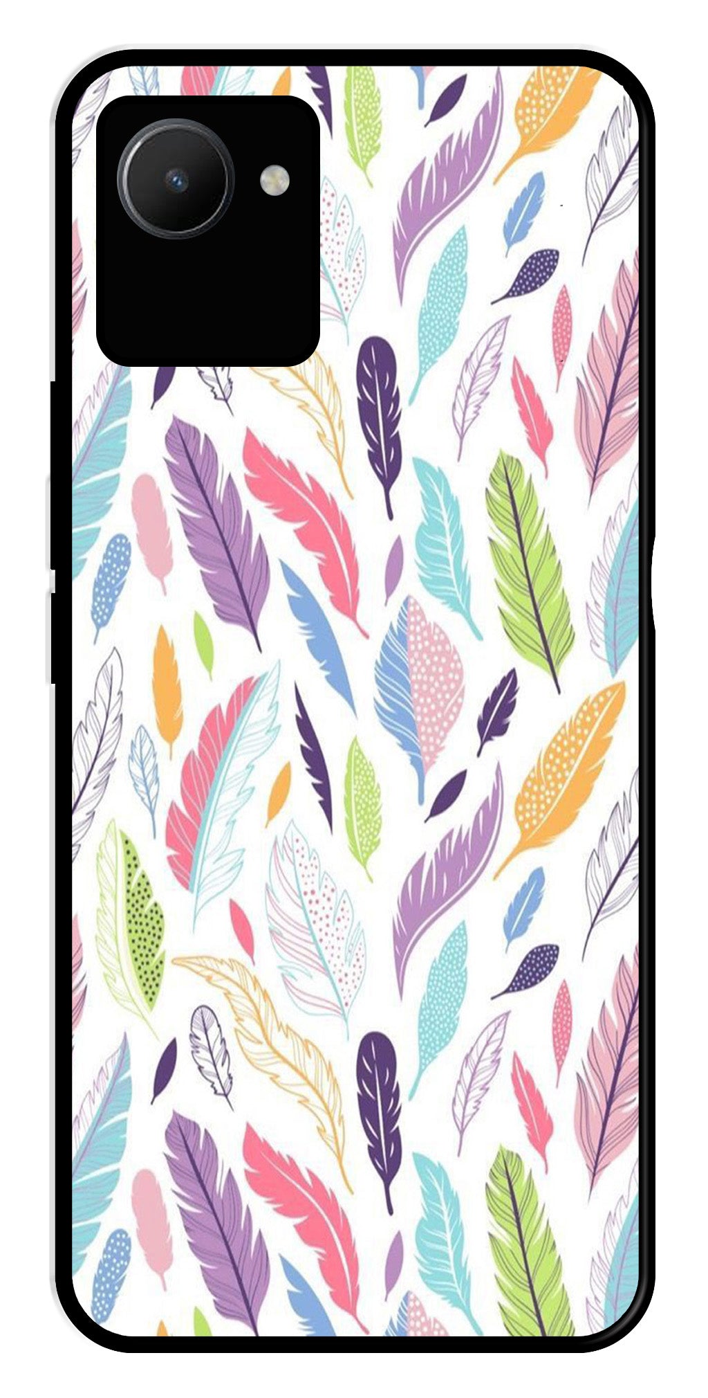 Colorful Feathers Metal Mobile Case for Realme C30s Colorful Feathers Metal Mobile Case for Realme C30s (Design No -06)