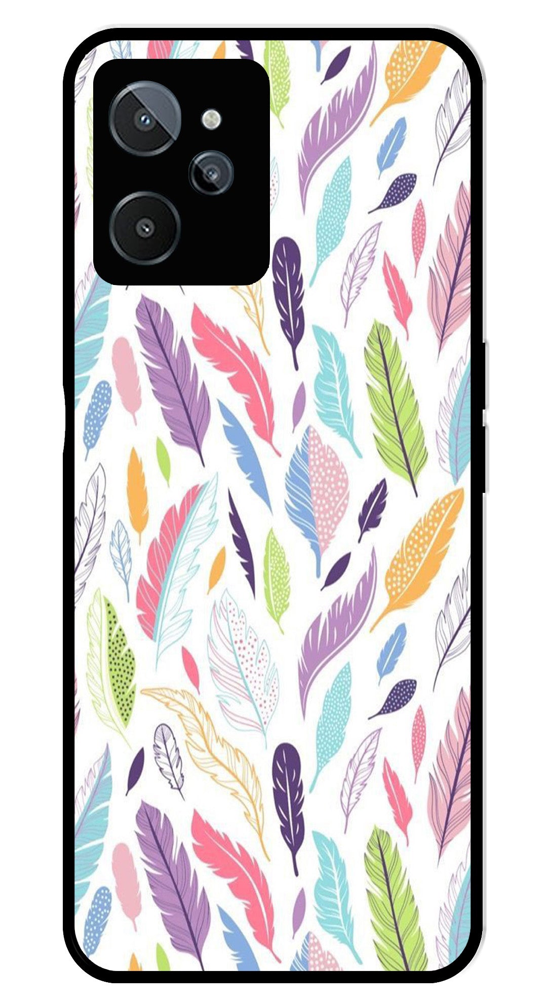 Colorful Feathers Metal Mobile Case for Realme C31 Colorful Feathers Metal Mobile Case for Realme C31 (Design No -06)