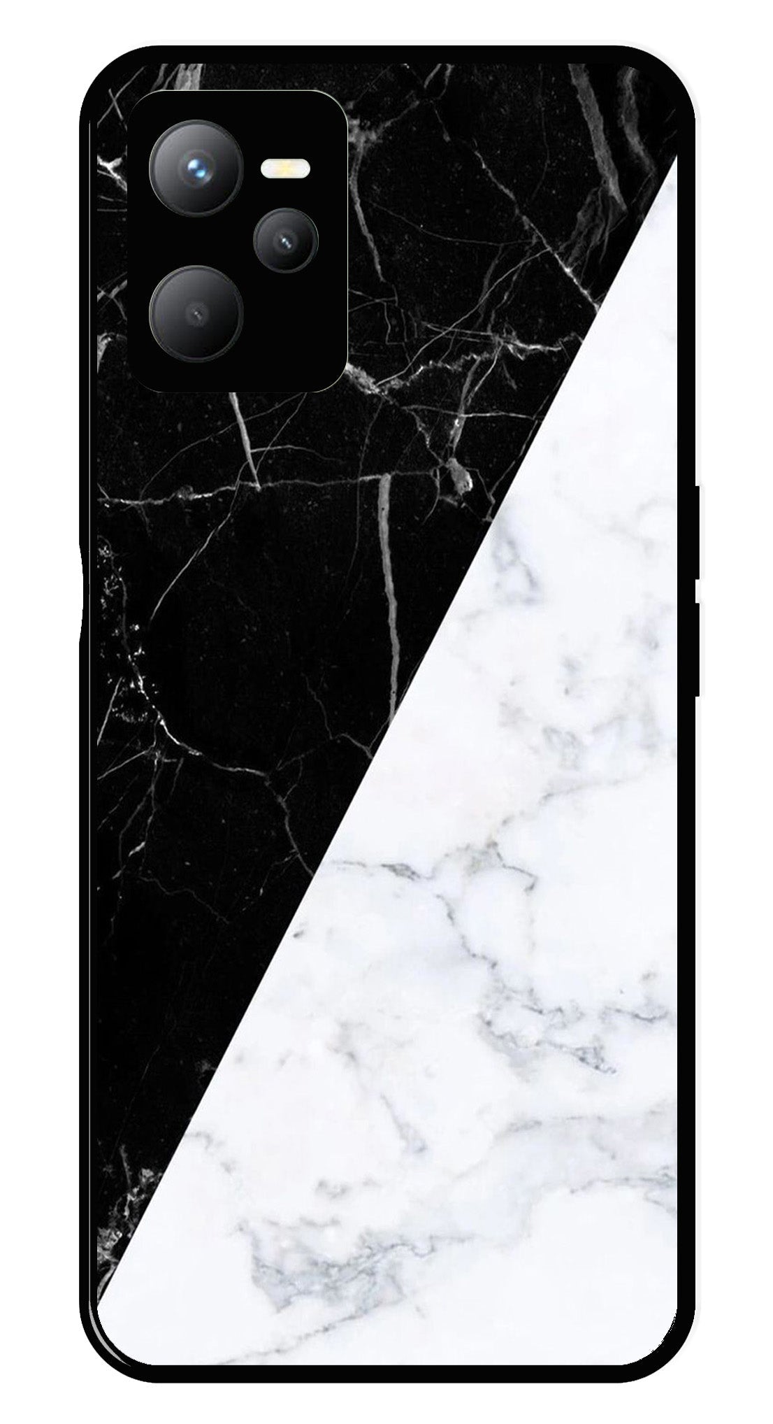 Black White Marble Design Metal Mobile Case for Realme C35 Black White Marble Design Metal Mobile Case for Realme C35 (Design No -09)
