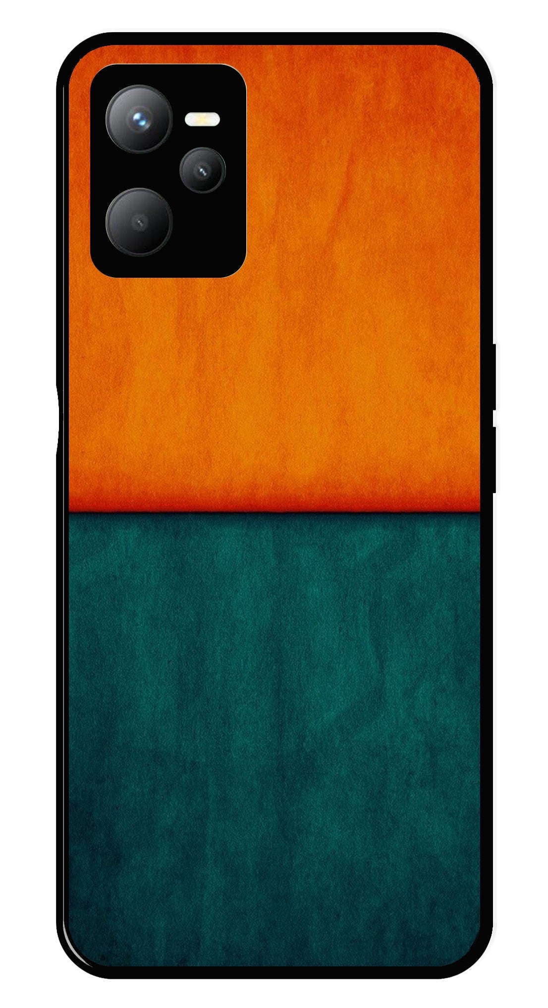 Orange Green Pattern Metal Mobile Case for Realme C35 Orange Green Pattern Metal Mobile Case for Realme C35 (Design No -45)
