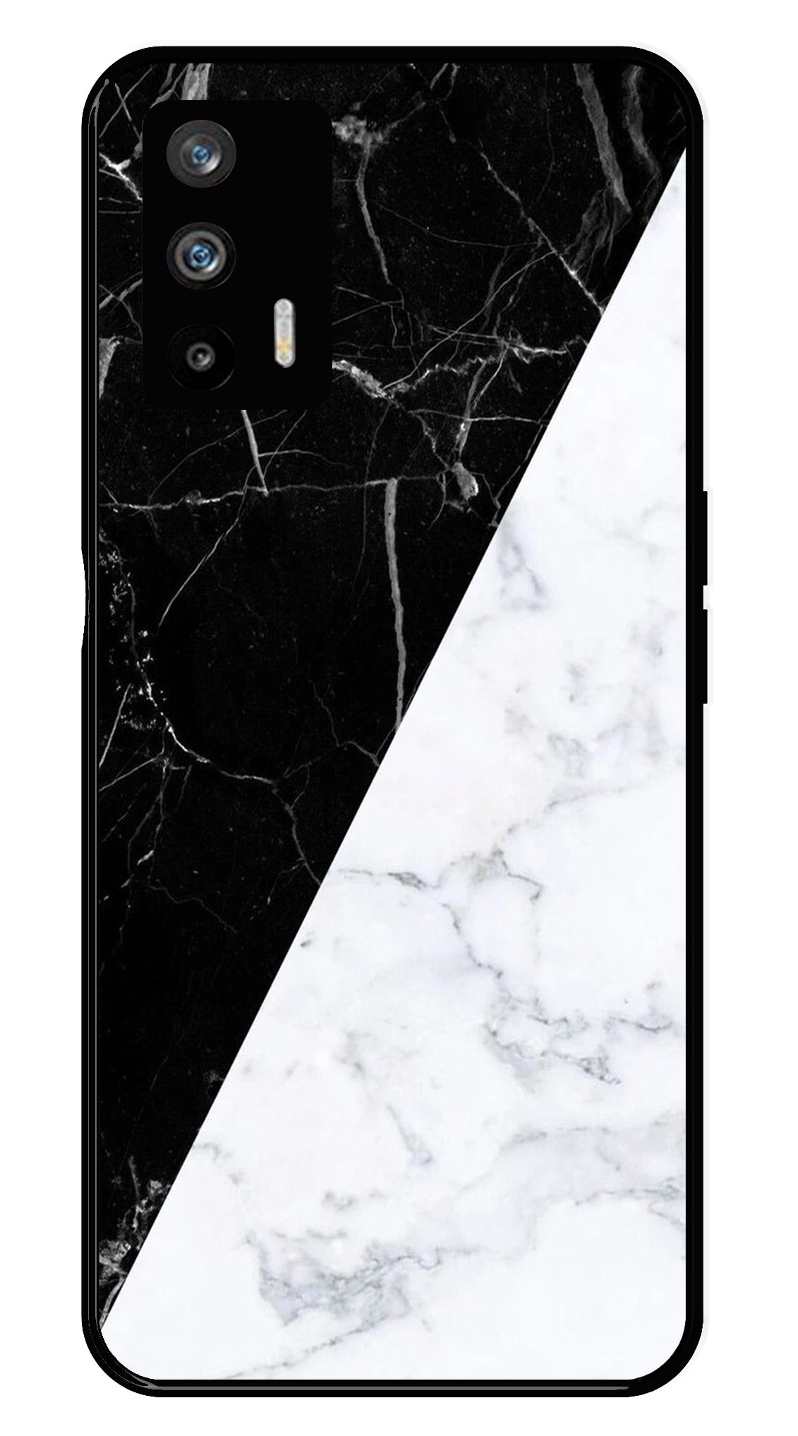 Black White Marble Design Metal Mobile Case for Realme GT Black White Marble Design Metal Mobile Case for Realme GT (Design No -09)