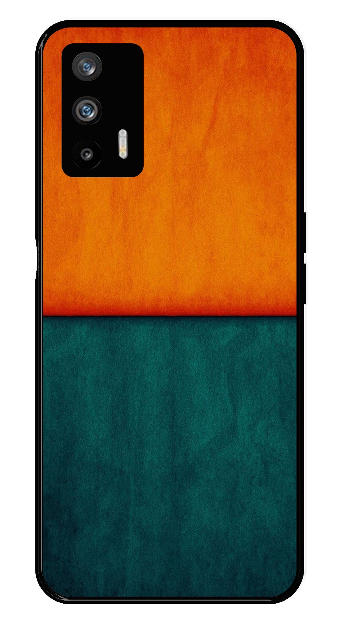 Orange Green Pattern Metal Mobile Case for Realme GT Orange Green Pattern Metal Mobile Case for Realme GT (Design No -45)
