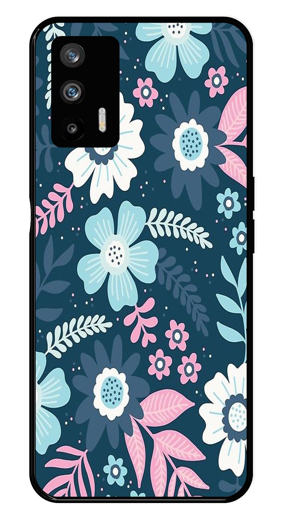 Flower Leaves Design Metal Mobile Case for Realme GT Flower Leaves Design Metal Mobile Case for Realme GT (Design No -50)