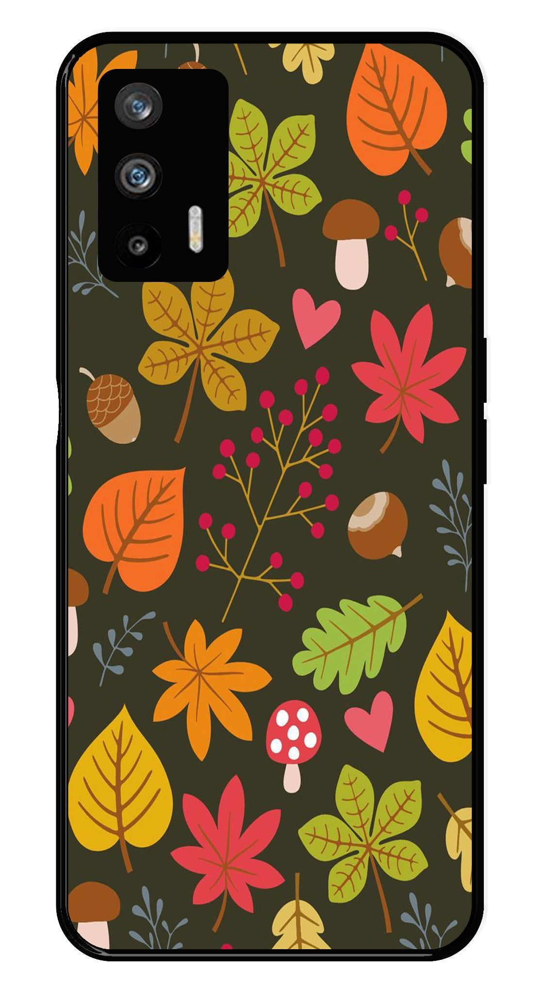 Leaves Design Metal Mobile Case for Realme GT (Design No -51)
