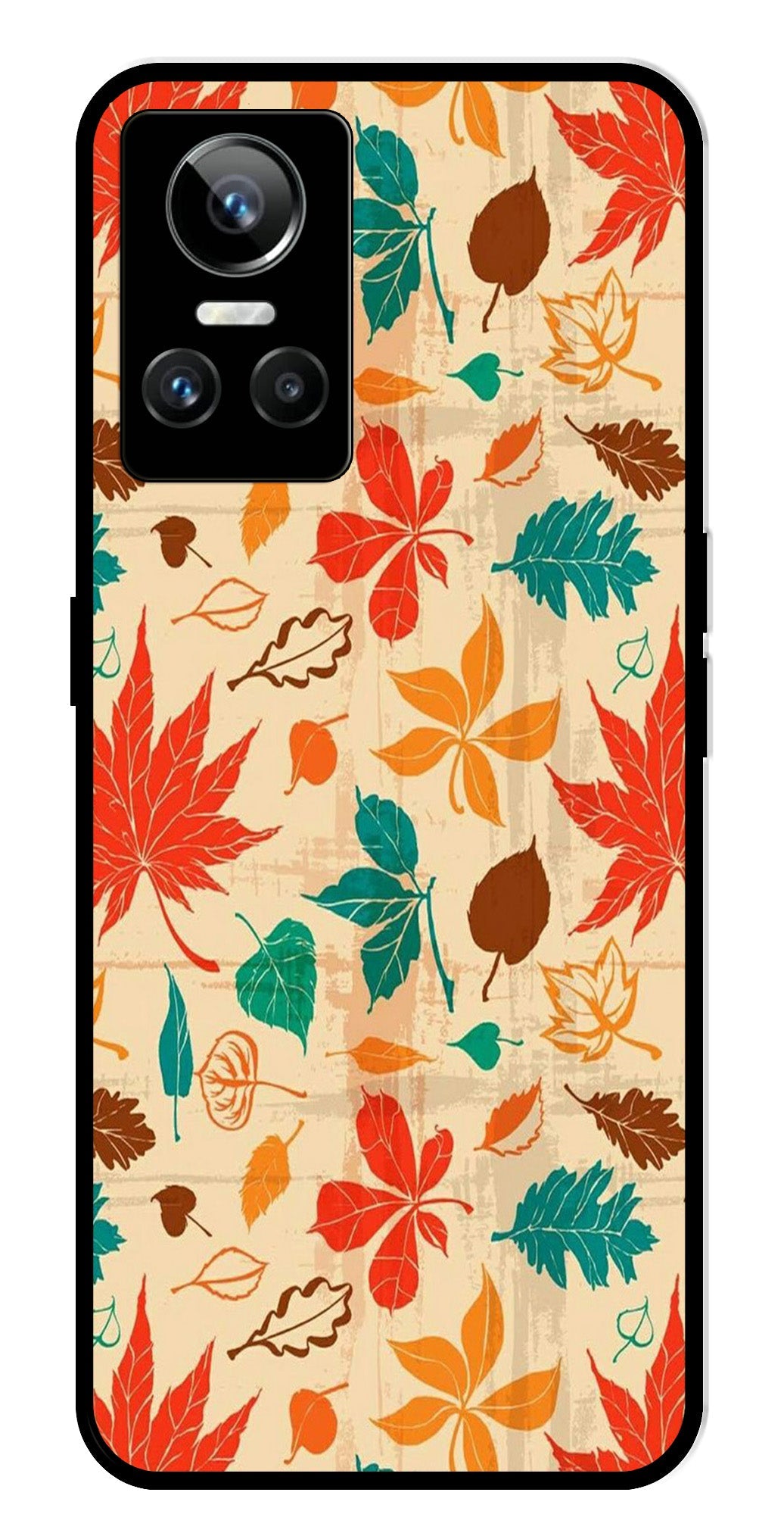 Leafs Design Metal Mobile Case for Realme GT Neo 3 Leafs Design Metal Mobile Case for Realme GT Neo 3 (Design No -14)