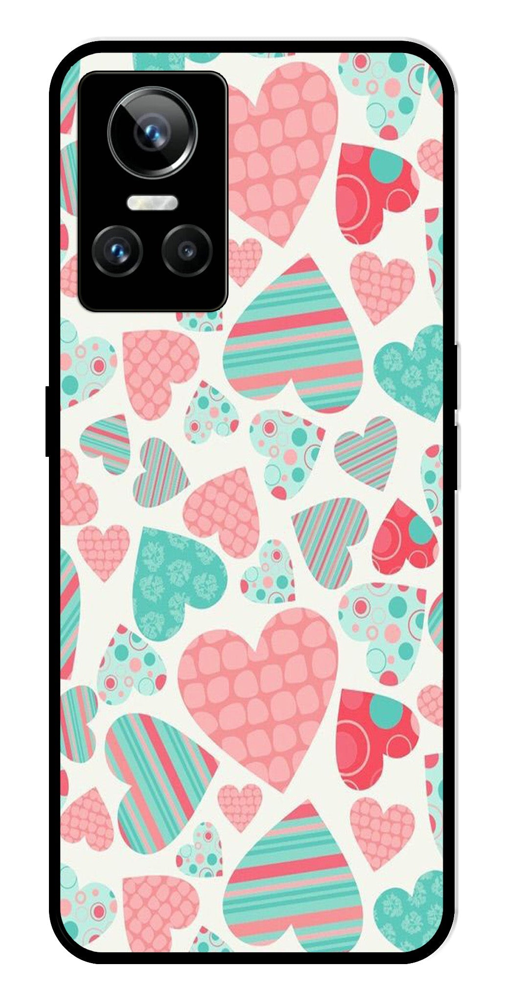 Hearts Pattern Metal Mobile Case for Realme GT Neo 3 Hearts Pattern Metal Mobile Case for Realme GT Neo 3 (Design No -22)