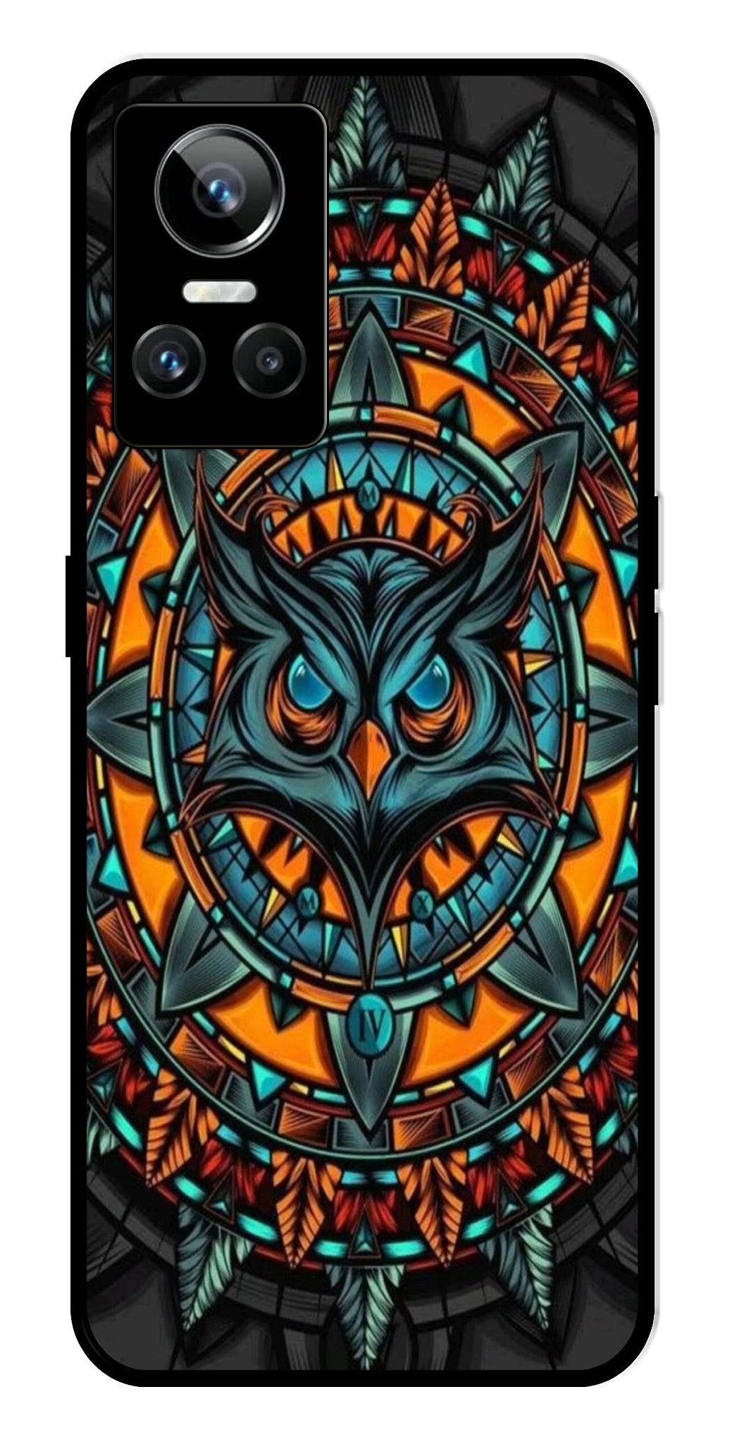 Owl Pattern Metal Mobile Case for Realme GT Neo 3 Owl Pattern Metal Mobile Case for Realme GT Neo 3 (Design No -42)