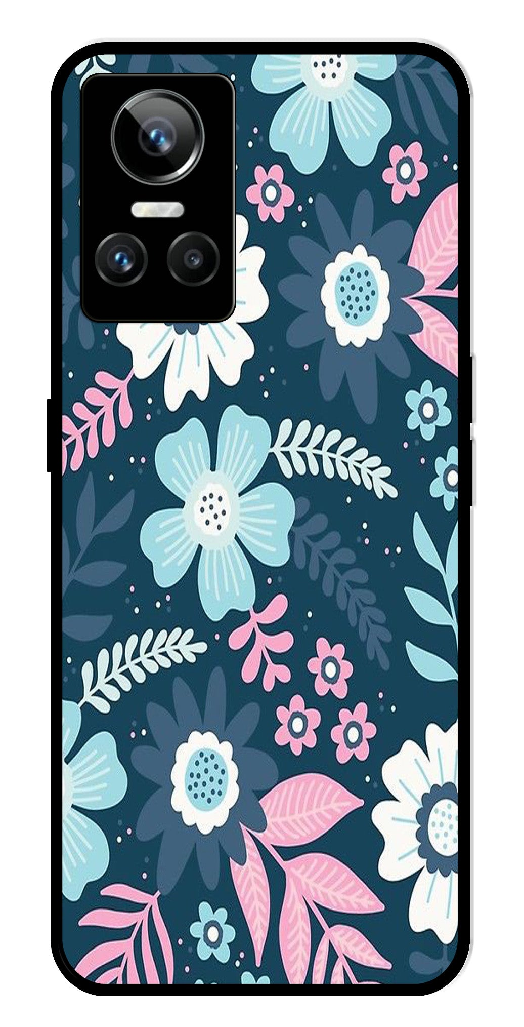 Flower Leaves Design Metal Mobile Case for Realme GT Neo 3 Flower Leaves Design Metal Mobile Case for Realme GT Neo 3 (Design No -50)