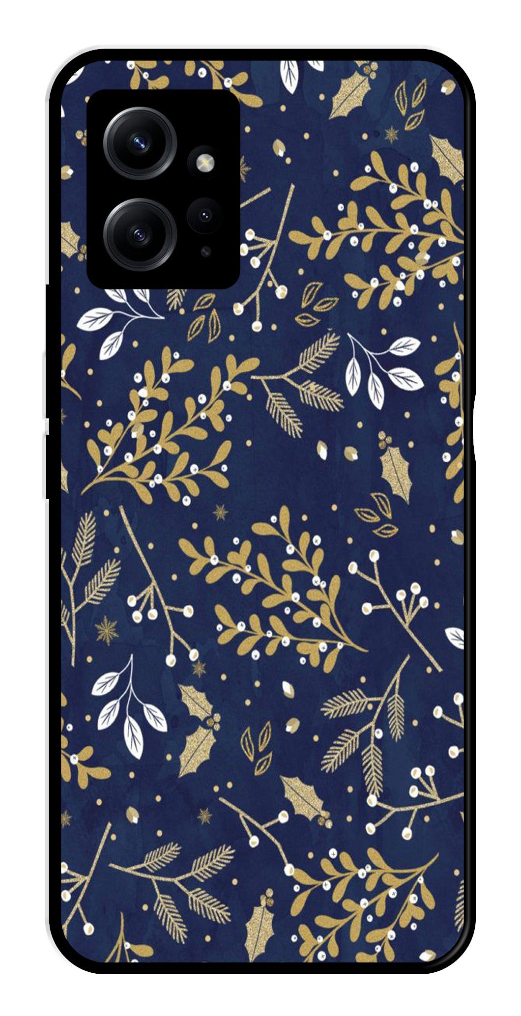Floral Pattern Metal Mobile Case for Redmi Note 12 4G Floral Pattern Metal Mobile Case for Redmi Note 12 4G (Design No -52)