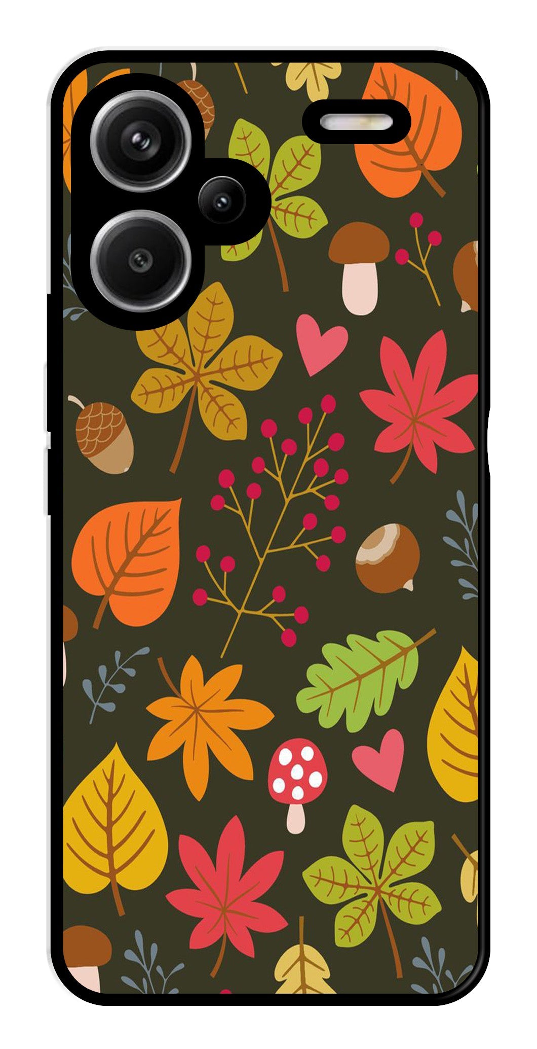 Leaves Design Metal Mobile Case for Redmi Note 13 Pro Plus 5G (Design No -51)