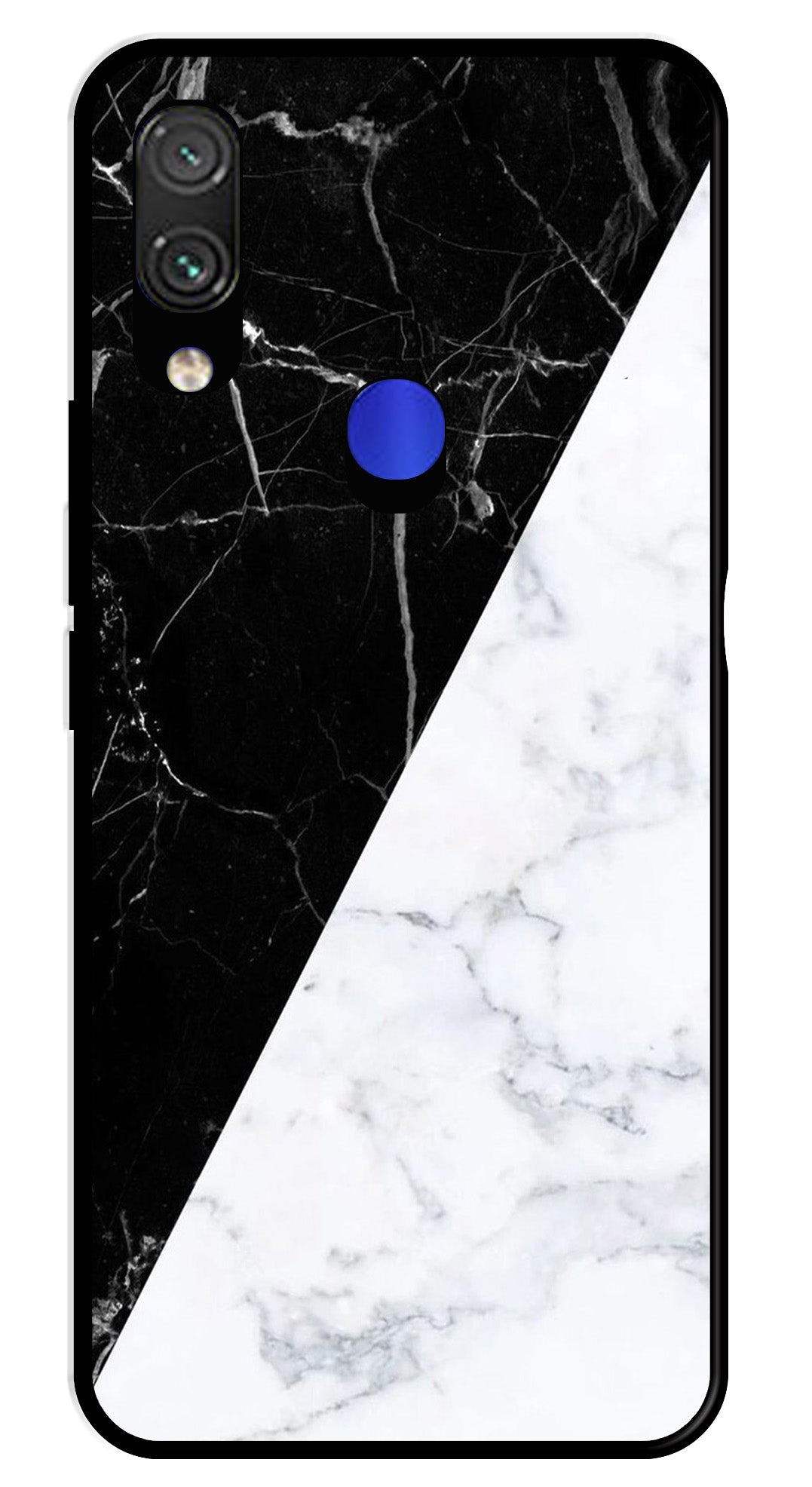 Black White Marble Design Metal Mobile Case for Redmi Note 7 Black White Marble Design Metal Mobile Case for Redmi Note 7 (Design No -09)