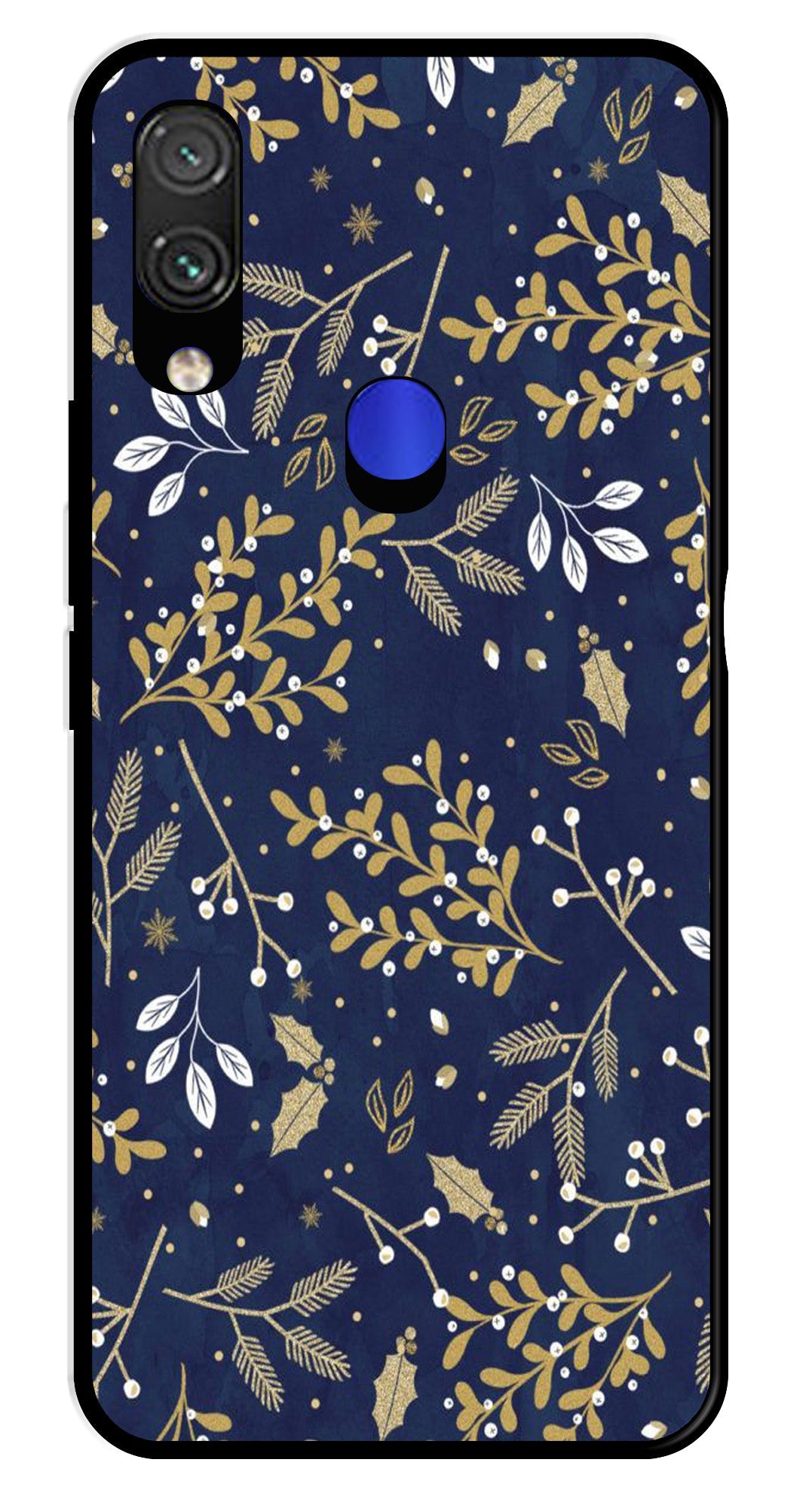Floral Pattern Metal Mobile Case for Redmi Note 7 (Design No -52)