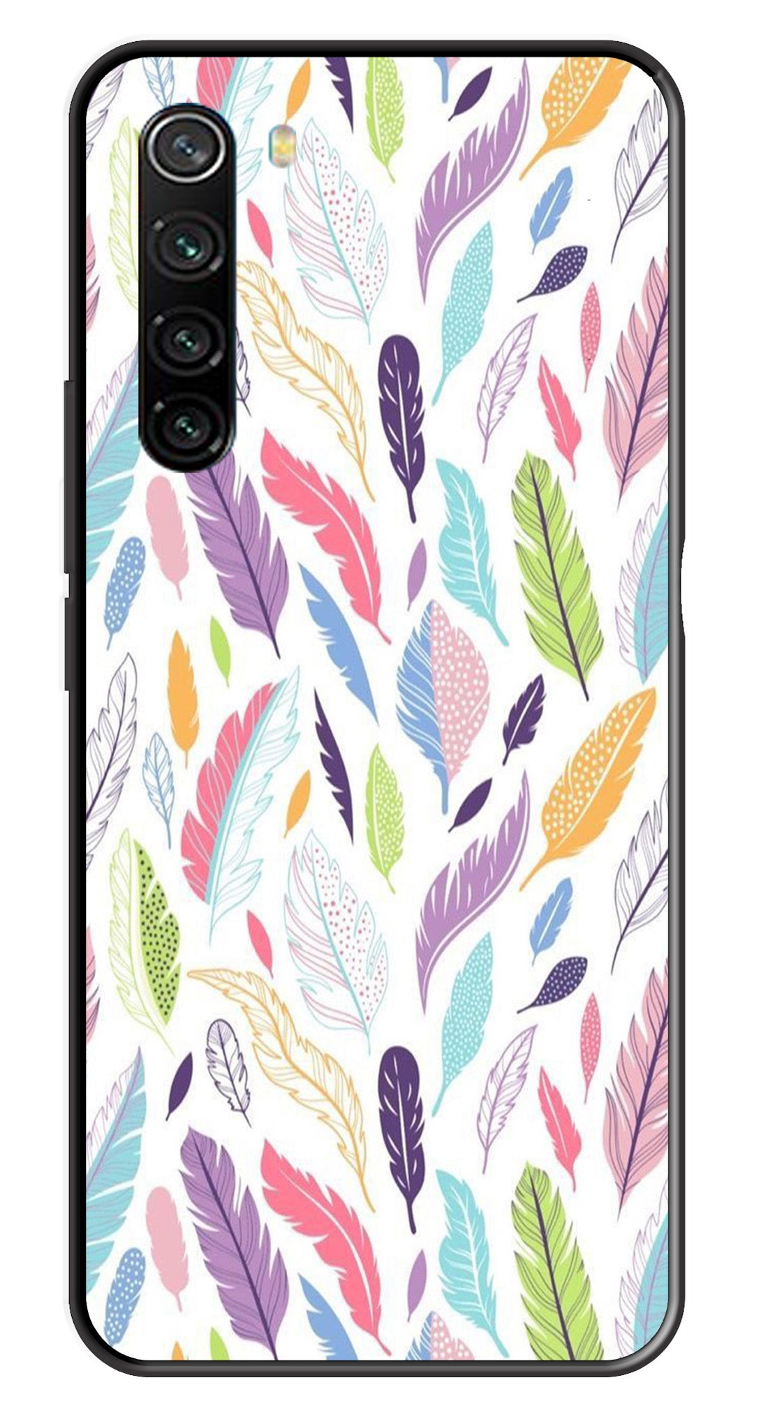 Colorful Feathers Metal Mobile Case for Redmi Note 8 Colorful Feathers Metal Mobile Case for Redmi Note 8 (Design No -06)