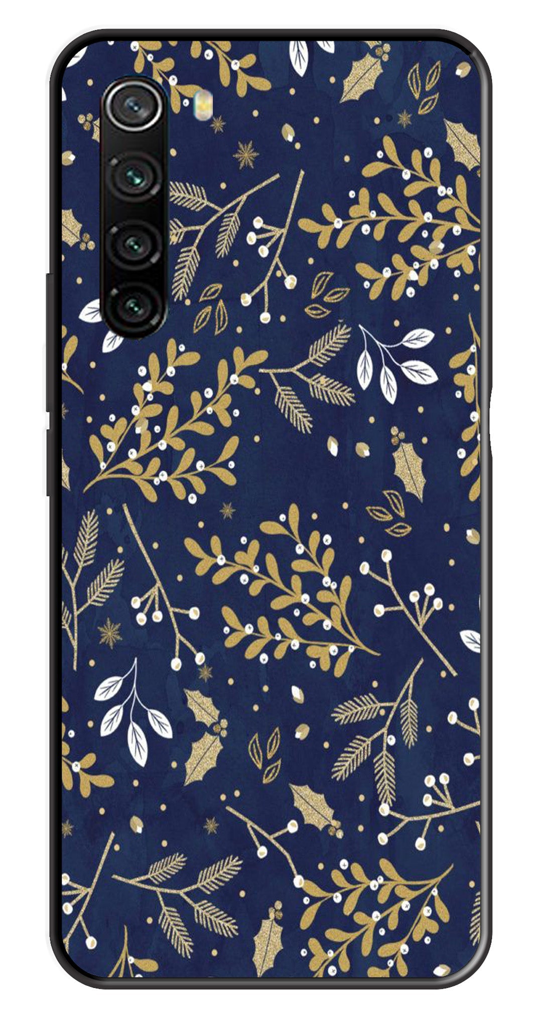 Floral Pattern Metal Mobile Case for Redmi Note 8 (Design No -52)