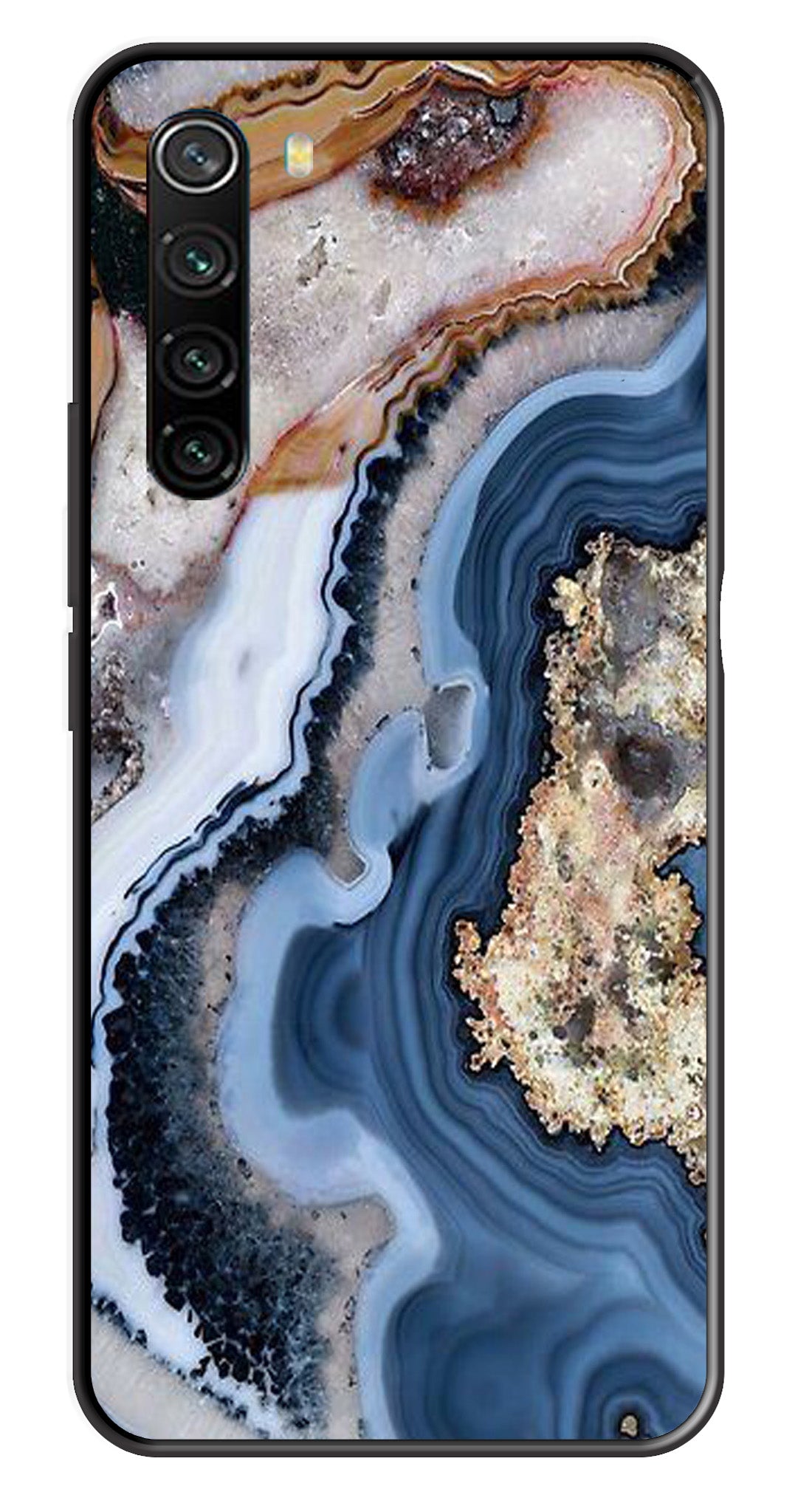 Marble Design Metal Mobile Case for Redmi Note 8 (Design No -53)
