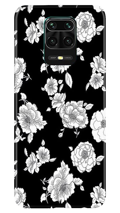 White flowers Black Background Mobile Back Case for Redmi Note 10 Lite (Design - 9) White flowers Black Background Case for Redmi Note 10 Lite