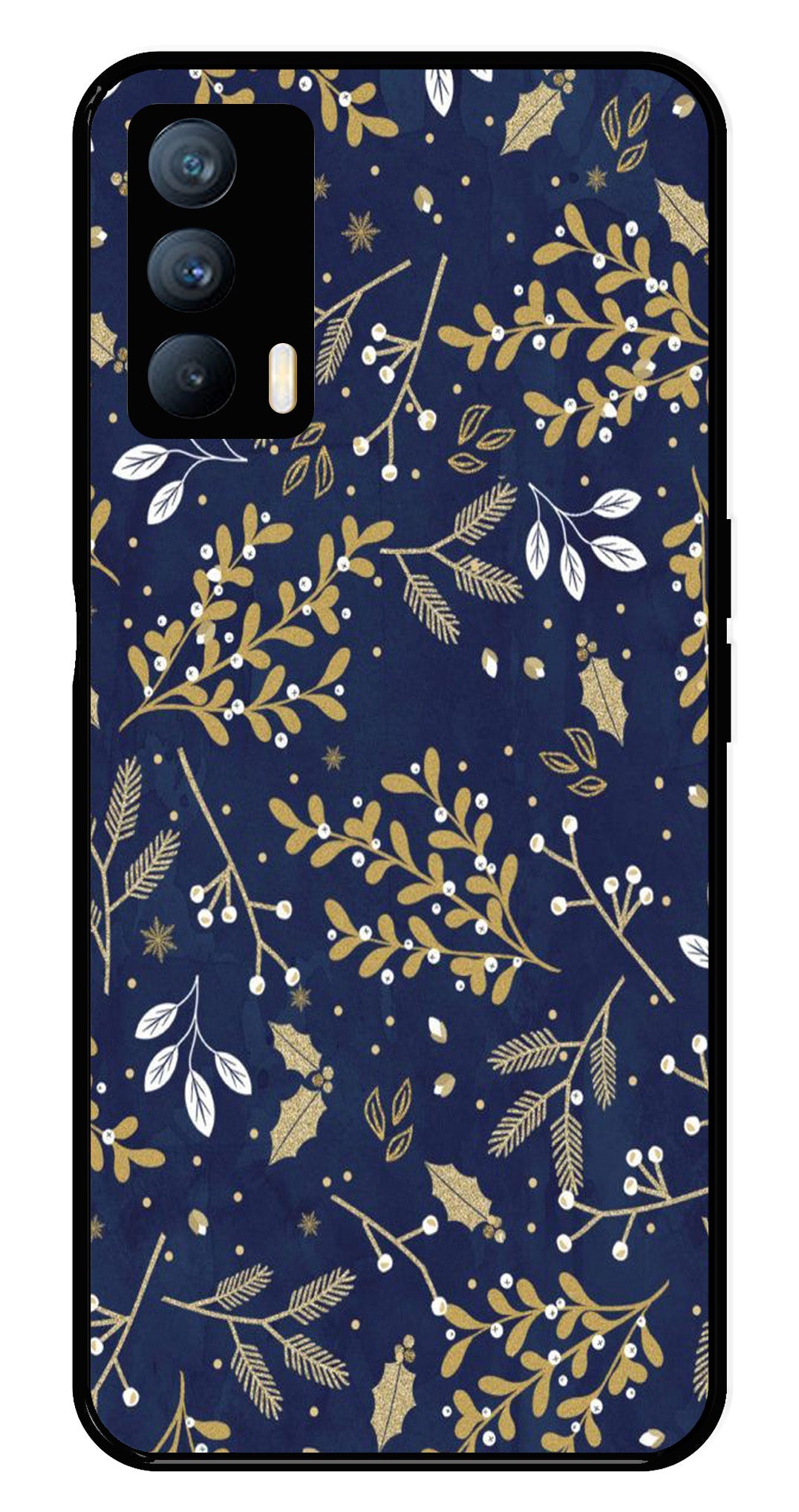 Floral Pattern Metal Mobile Case for Realme X7 (Design No -52)