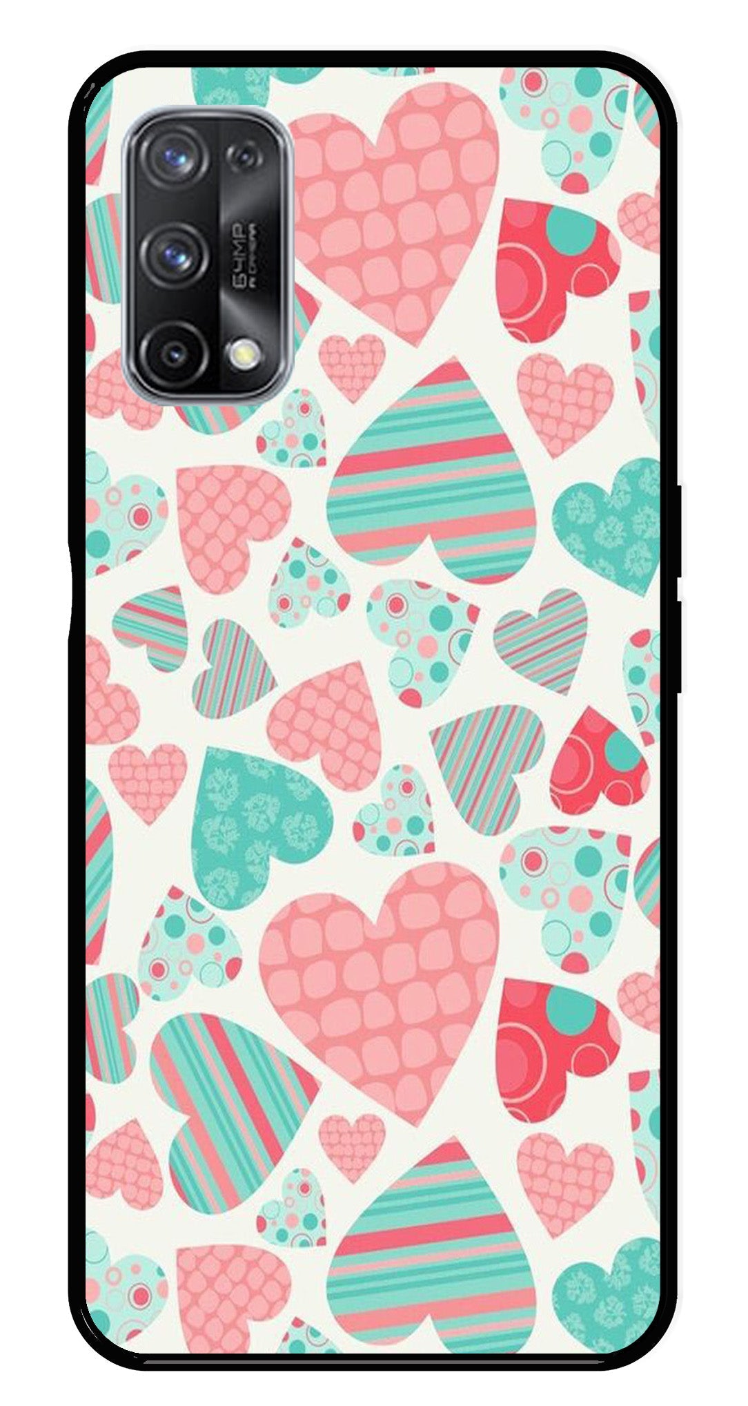 Hearts Pattern Metal Mobile Case for Realme X7 Pro Hearts Pattern Metal Mobile Case for Realme X7 Pro (Design No -22)